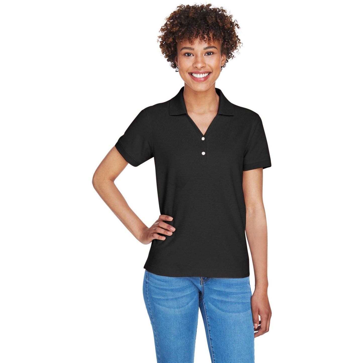 Black Polo Shirt - Devon & Jones - Pima Cotton Soft