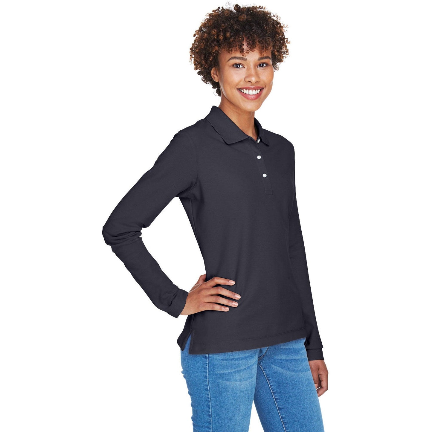 Black Polo Shirt - Devon & Jones - Pima Cotton Comfort