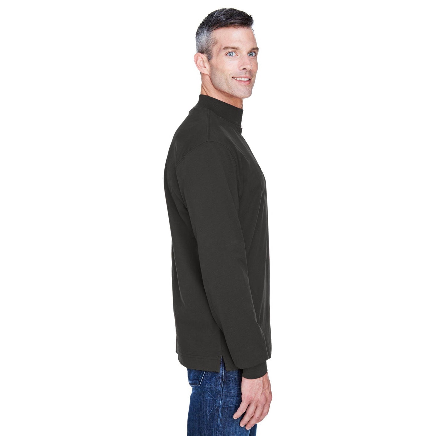 Black Sweatshirts - Soft Mock Turtleneck - Devon & Jones - Cotton Comfort