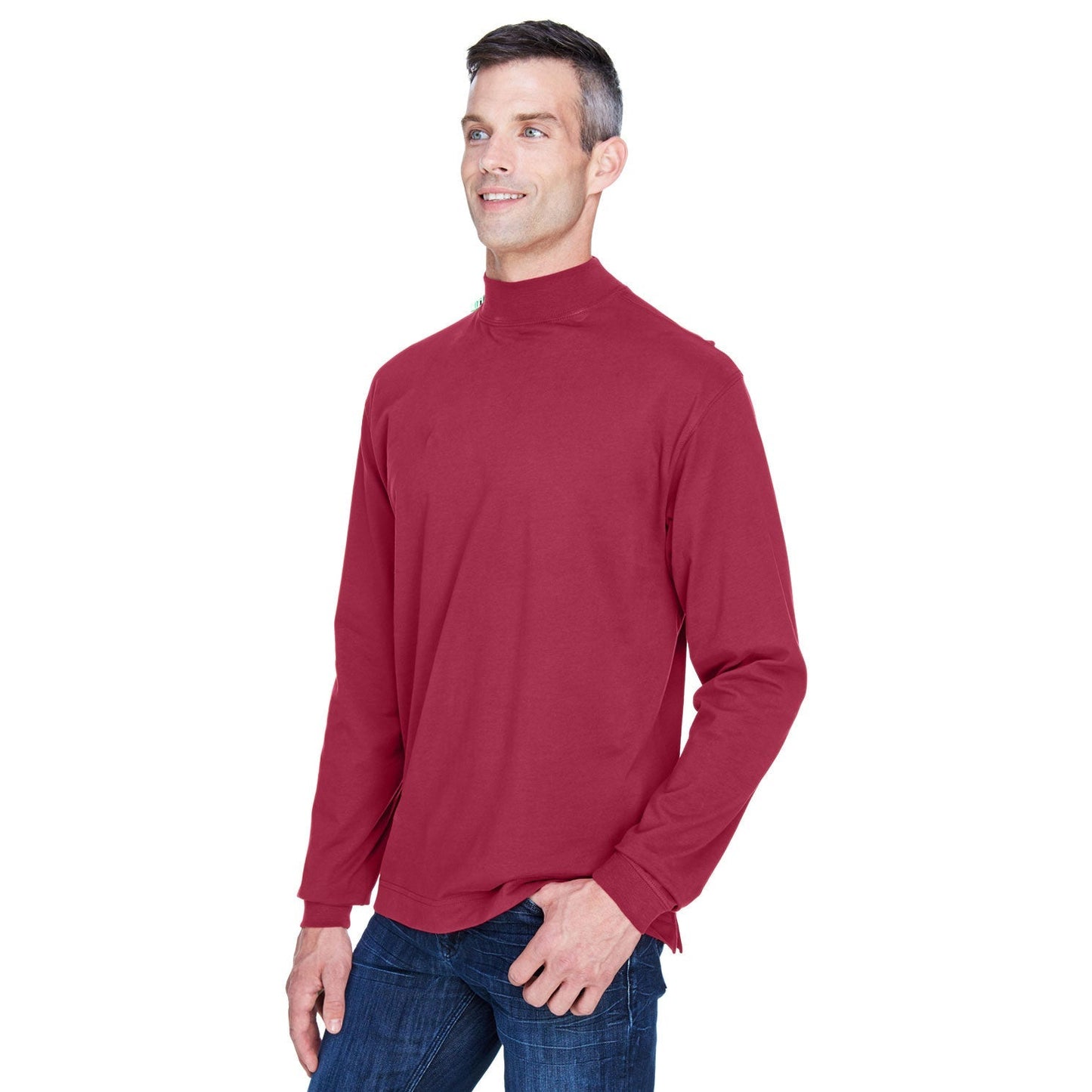 Black Sweatshirts - Soft Mock Turtleneck - Devon & Jones - Cotton Comfort
