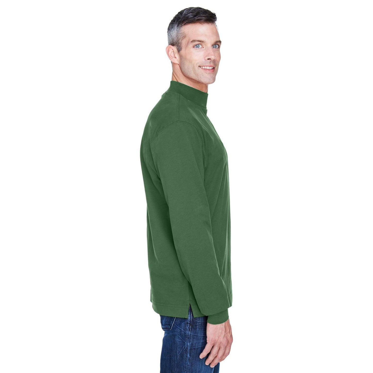 Black Sweatshirts - Soft Mock Turtleneck - Devon & Jones - Cotton Comfort