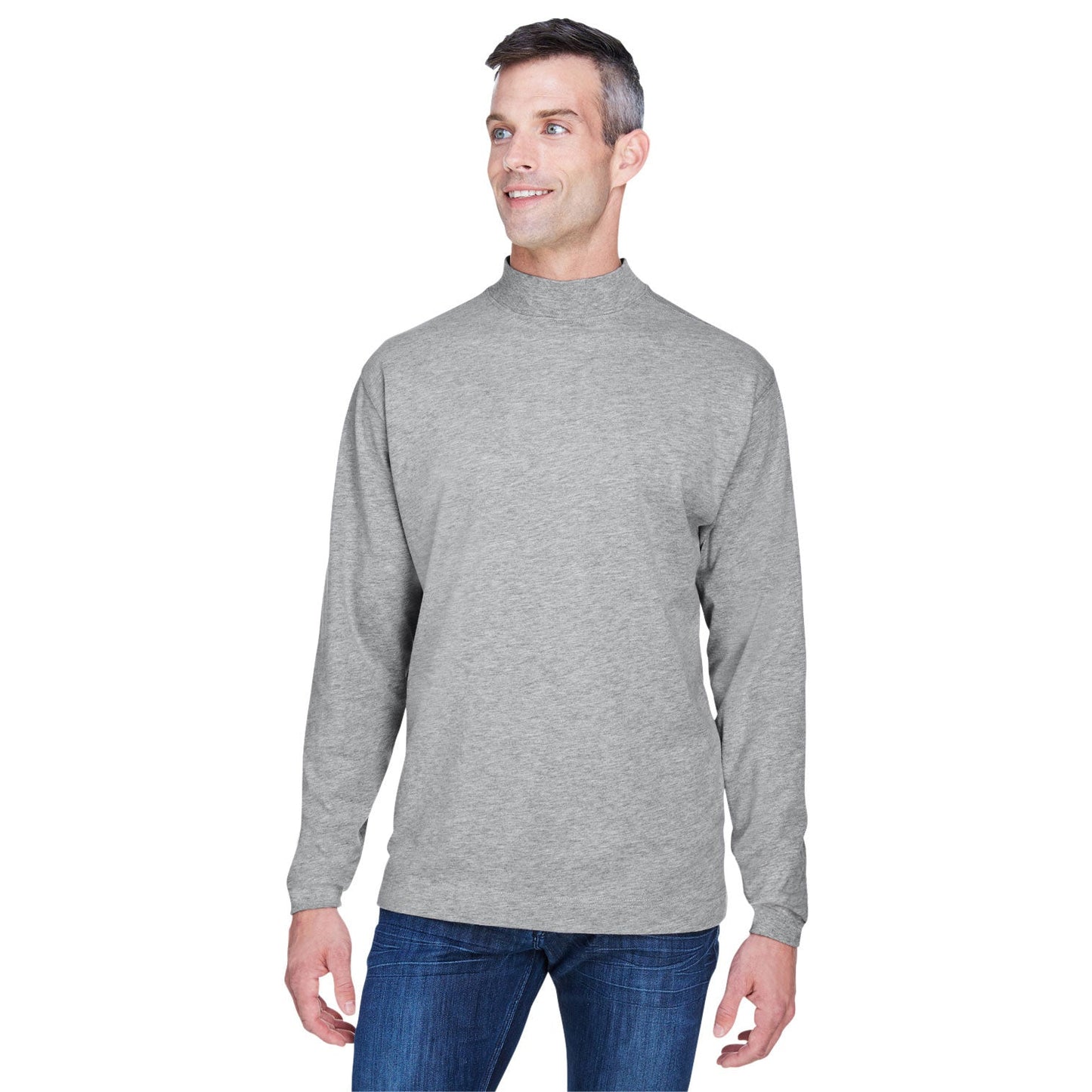 Black Sweatshirts - Soft Mock Turtleneck - Devon & Jones - Cotton Comfort