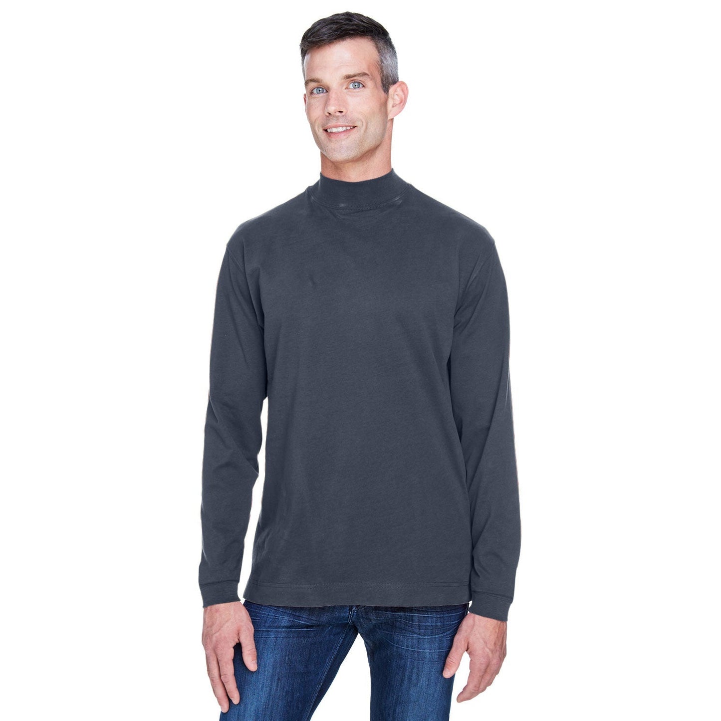 Black Sweatshirts - Soft Mock Turtleneck - Devon & Jones - Cotton Comfort