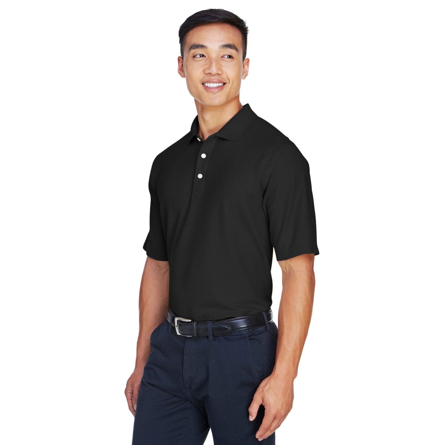 Black Polo Shirt - Devon & Jones - Performance Cotton