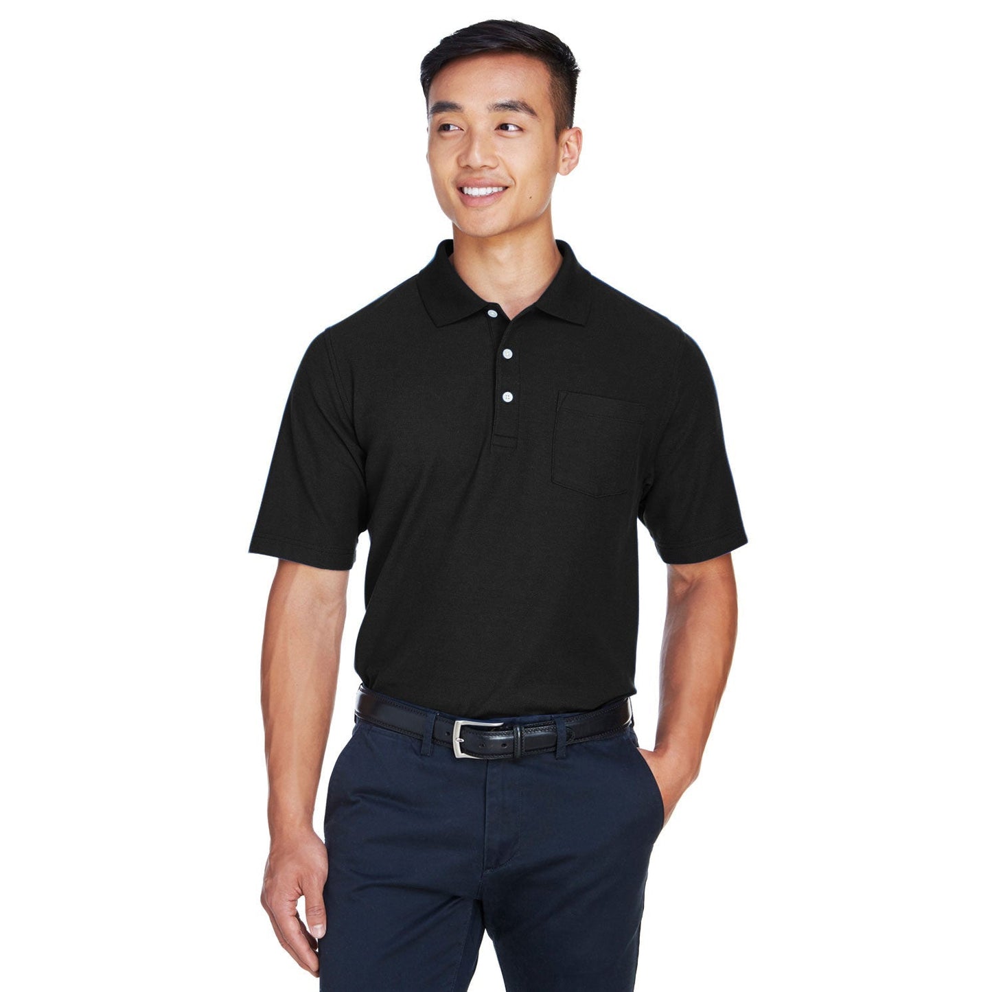 Black Polo Shirts - Devon & Jones - Comfortable Cotton