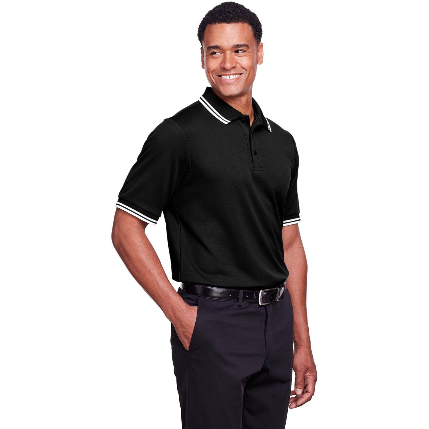 Black/White Polo Shirt - Devon & Jones - Performance Fit
