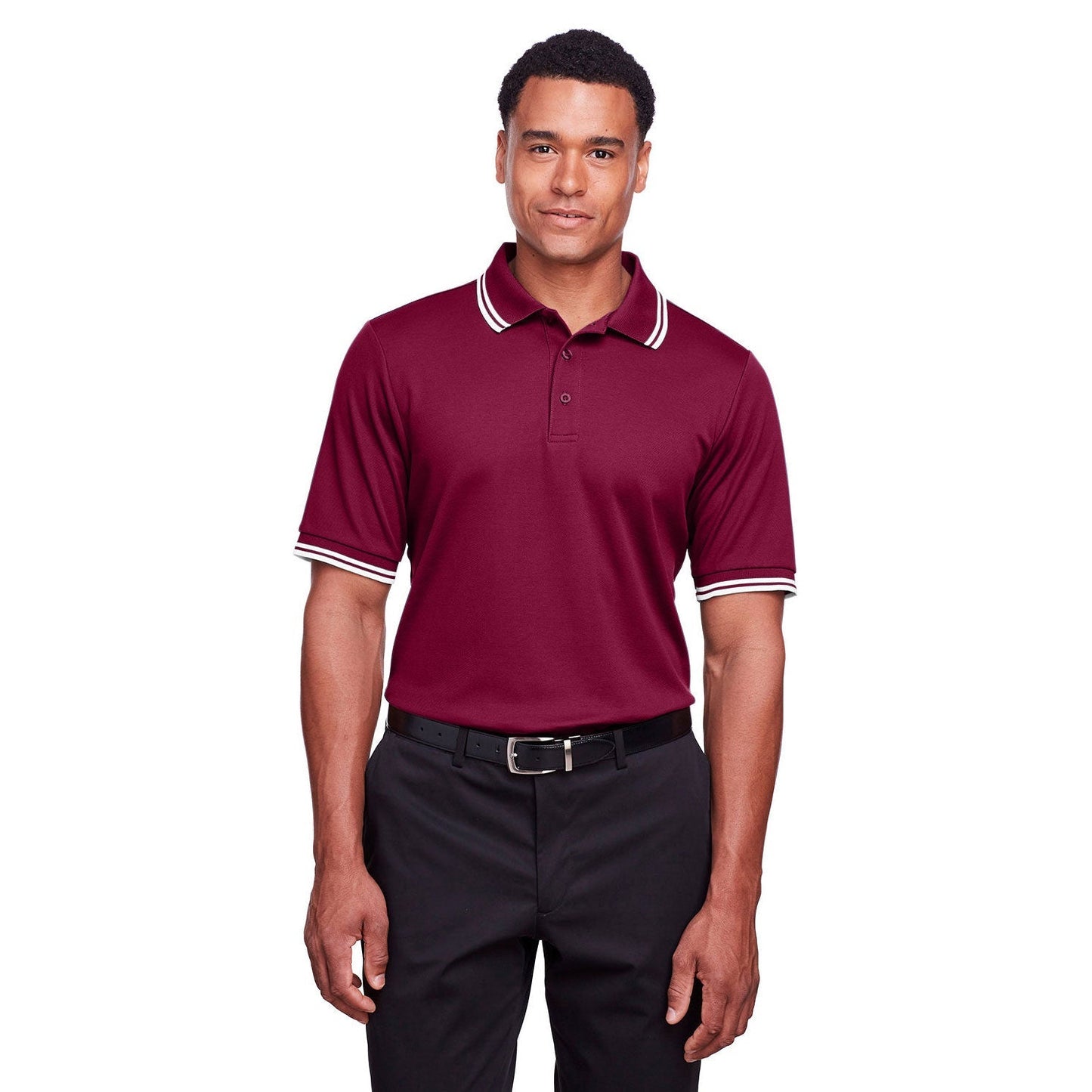 Black/White Polo Shirt - Devon & Jones - Performance Fit