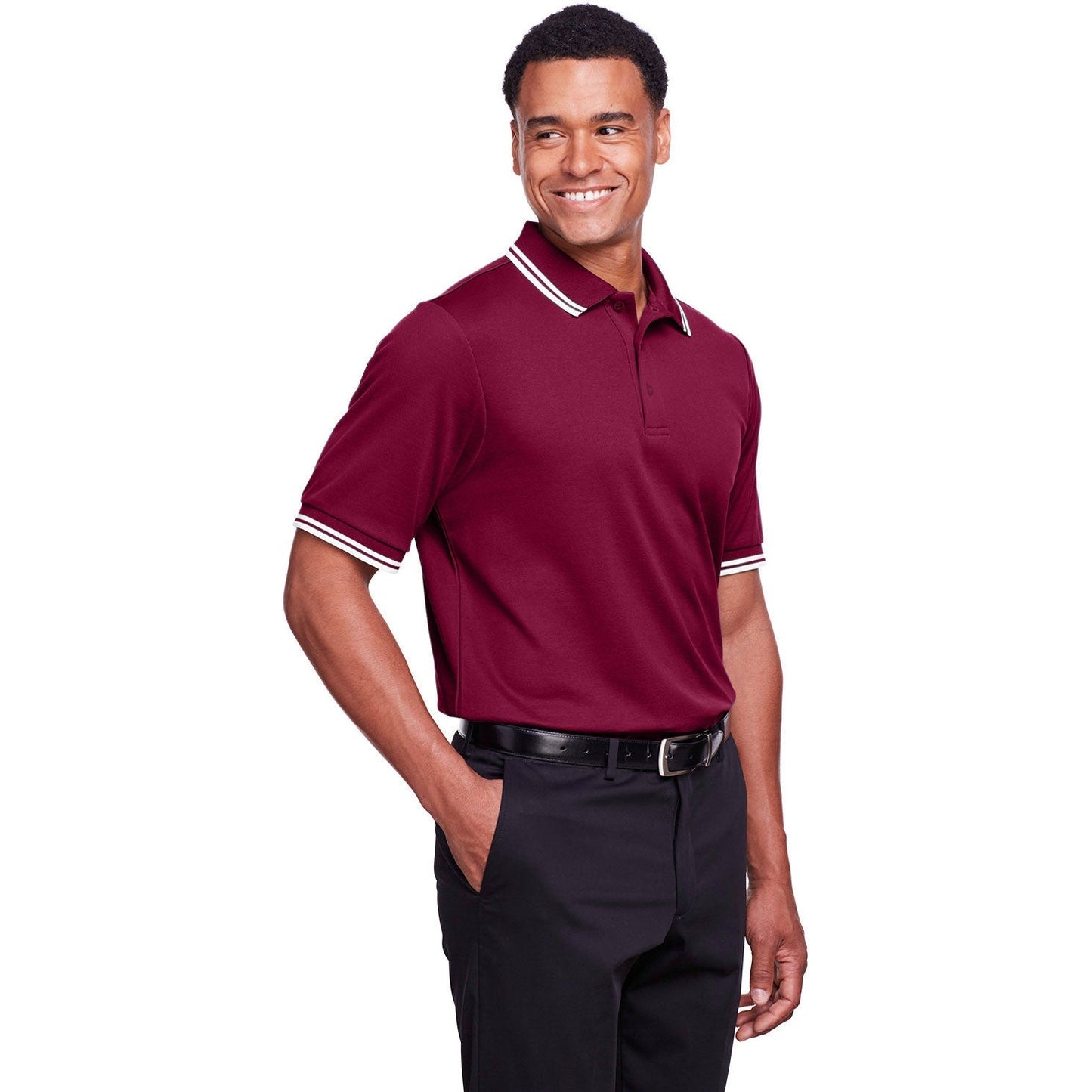 Black/White Polo Shirt - Devon & Jones - Performance Fit