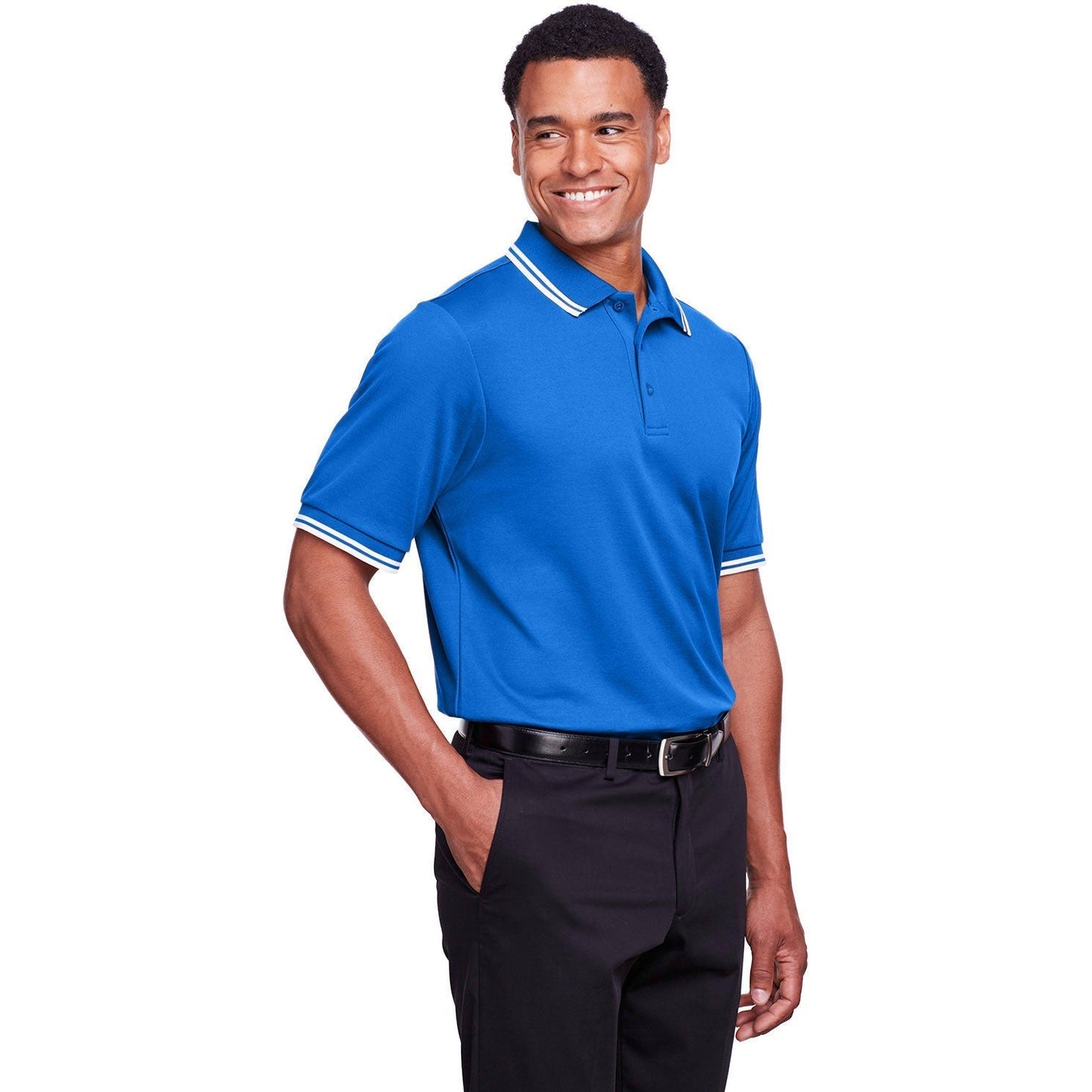 Black/White Polo Shirt - Devon & Jones - Performance Fit