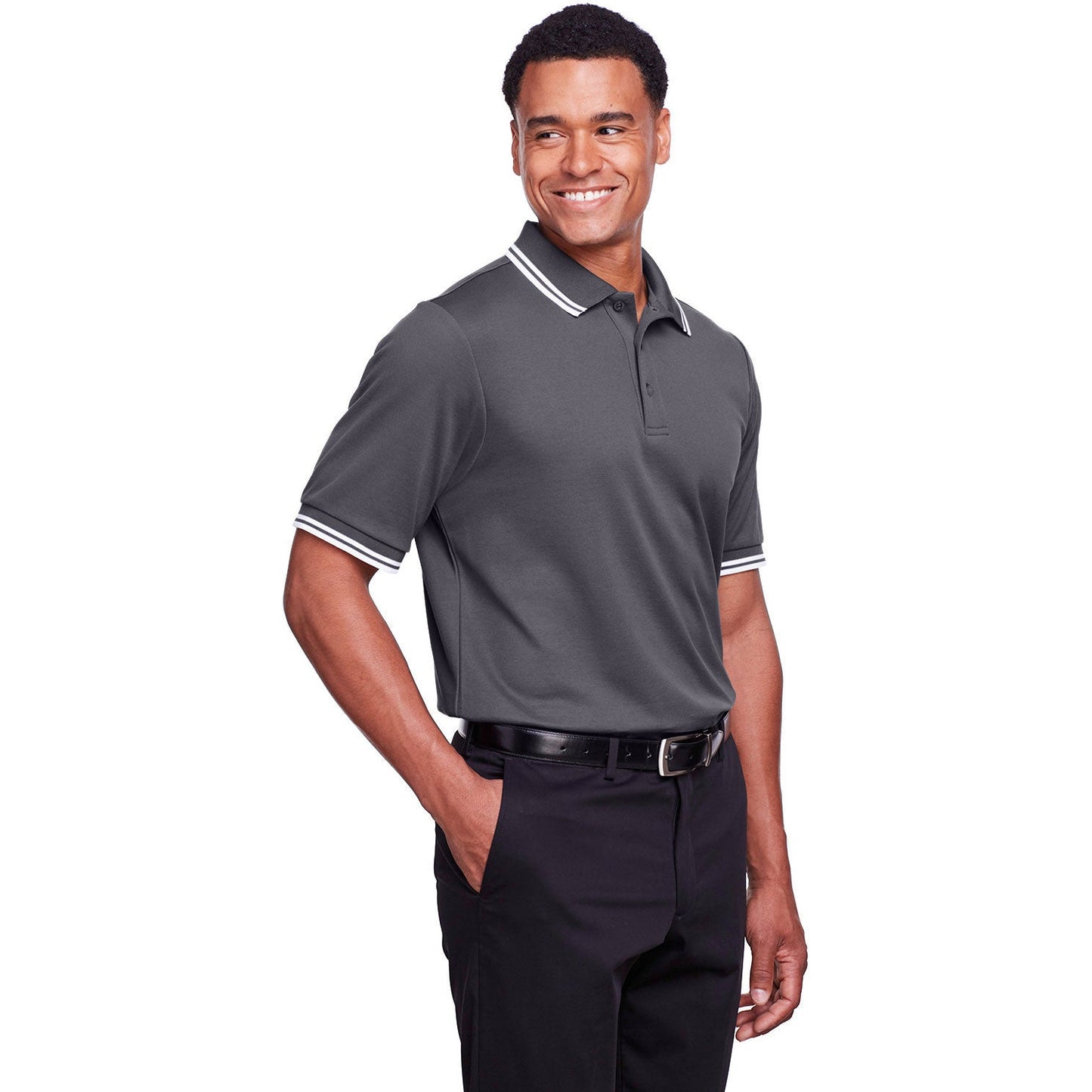 Black/White Polo Shirt - Devon & Jones - Performance Fit
