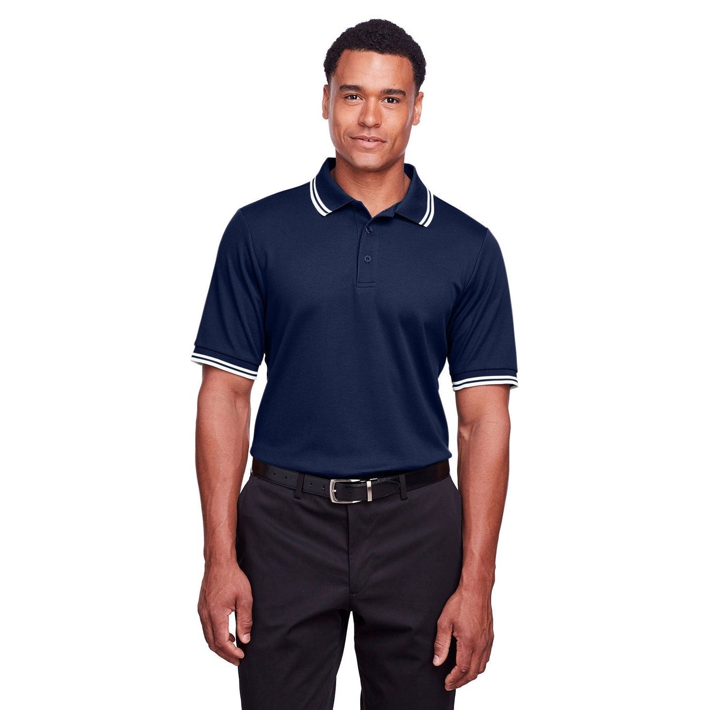 Black/White Polo Shirt - Devon & Jones - Performance Fit
