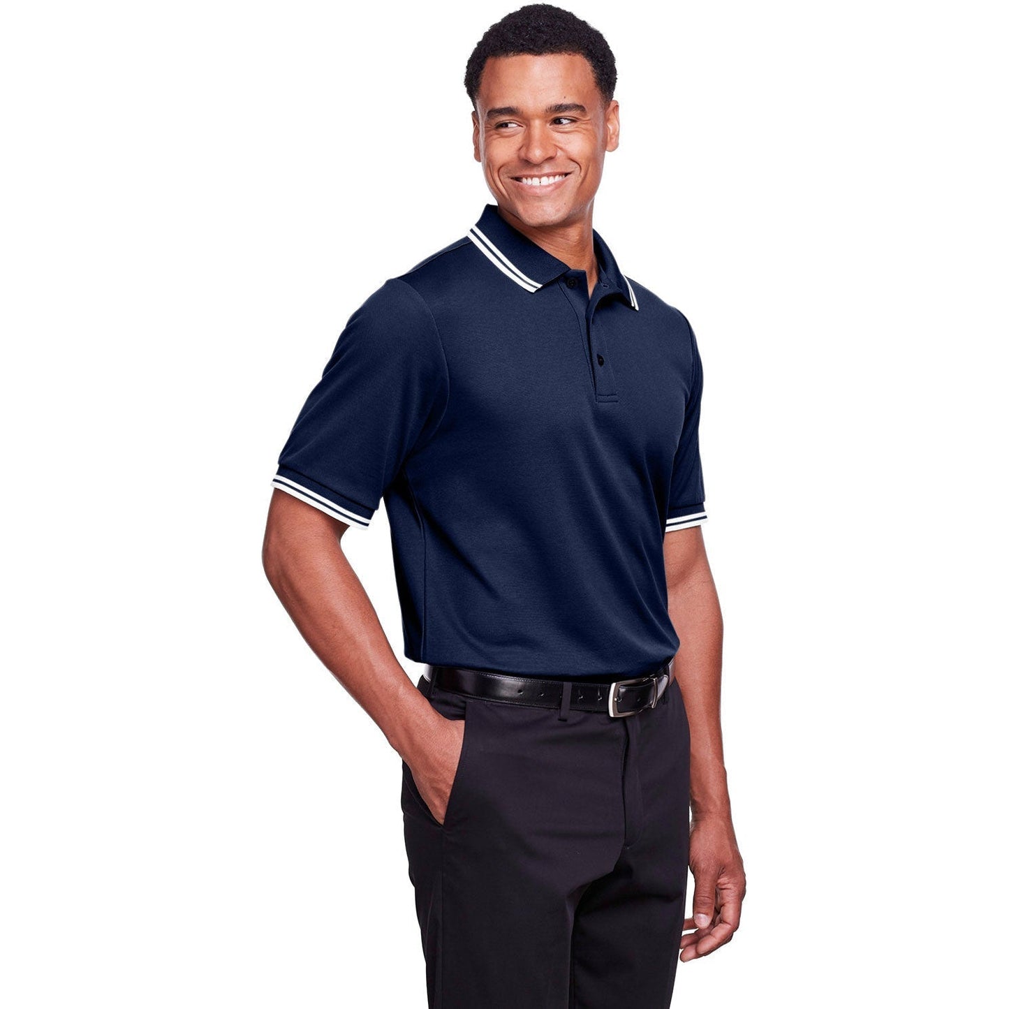 Black/White Polo Shirt - Devon & Jones - Performance Fit