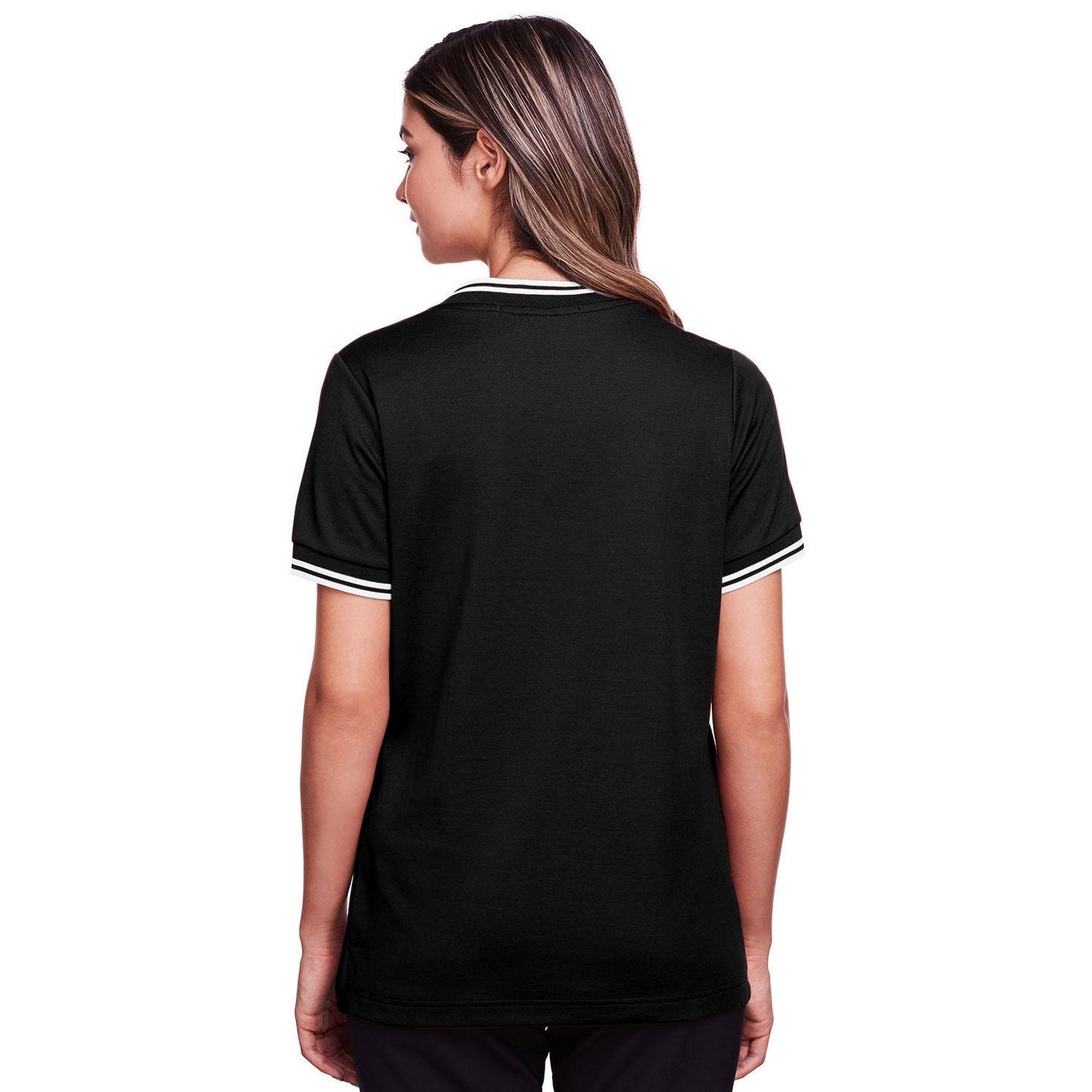 Black/White T-Shirts - Devon & Jones - Stylish V-Neck Top