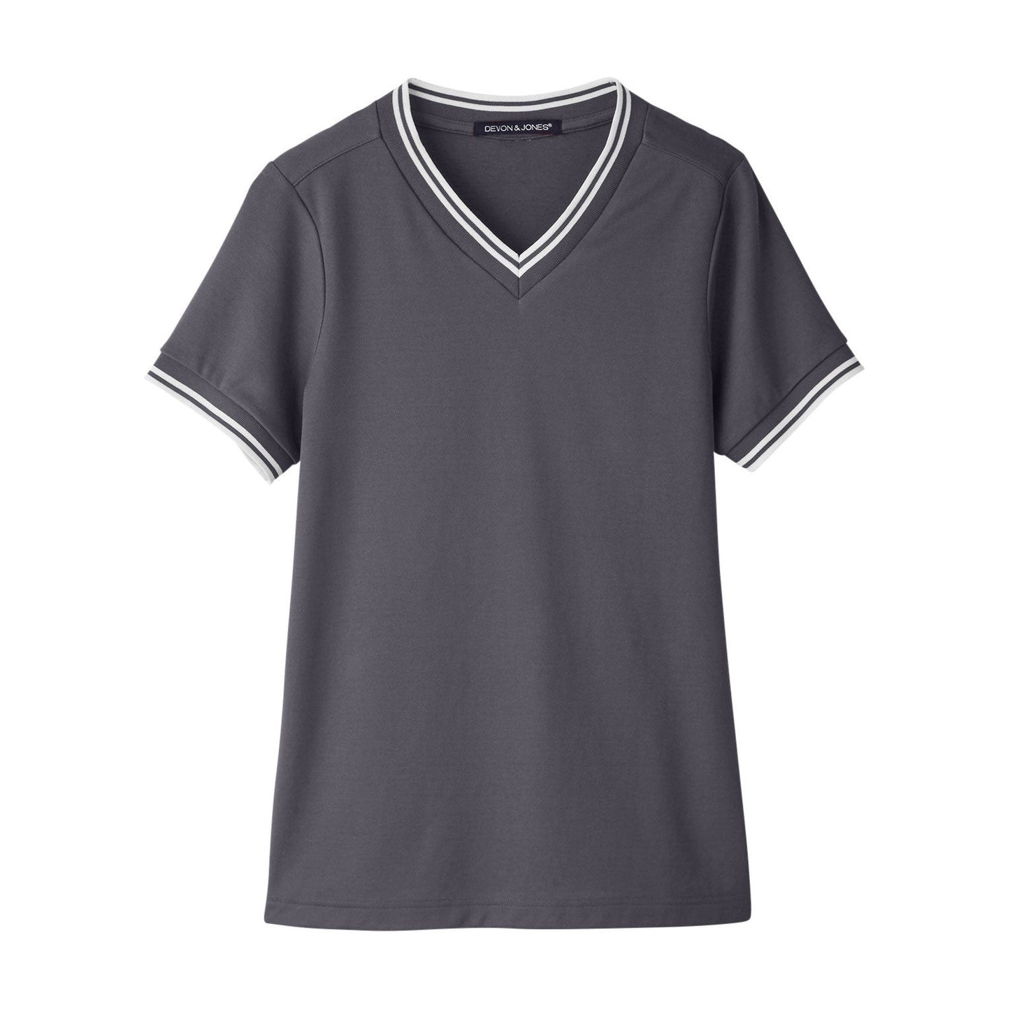 Black/White T-Shirts - Devon & Jones - Stylish V-Neck Top