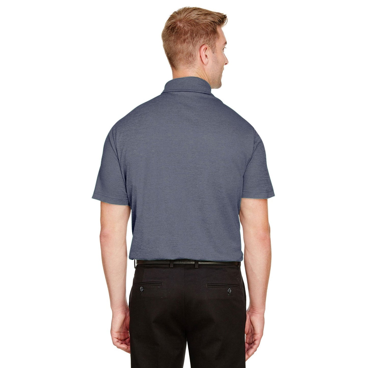 Black Heather Polo Shirt - Devon & Jones - Performance Fabric