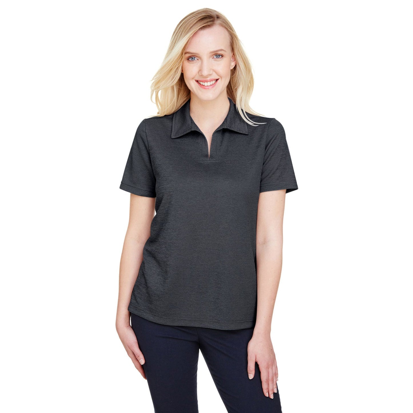 Black Heather Polo - Devon & Jones - Performance Fabric
