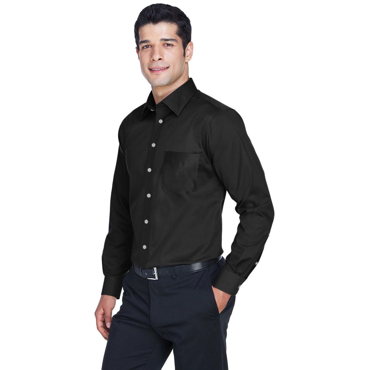 Black Button Up Shirt - Devon & Jones - Solid Stretch Twill