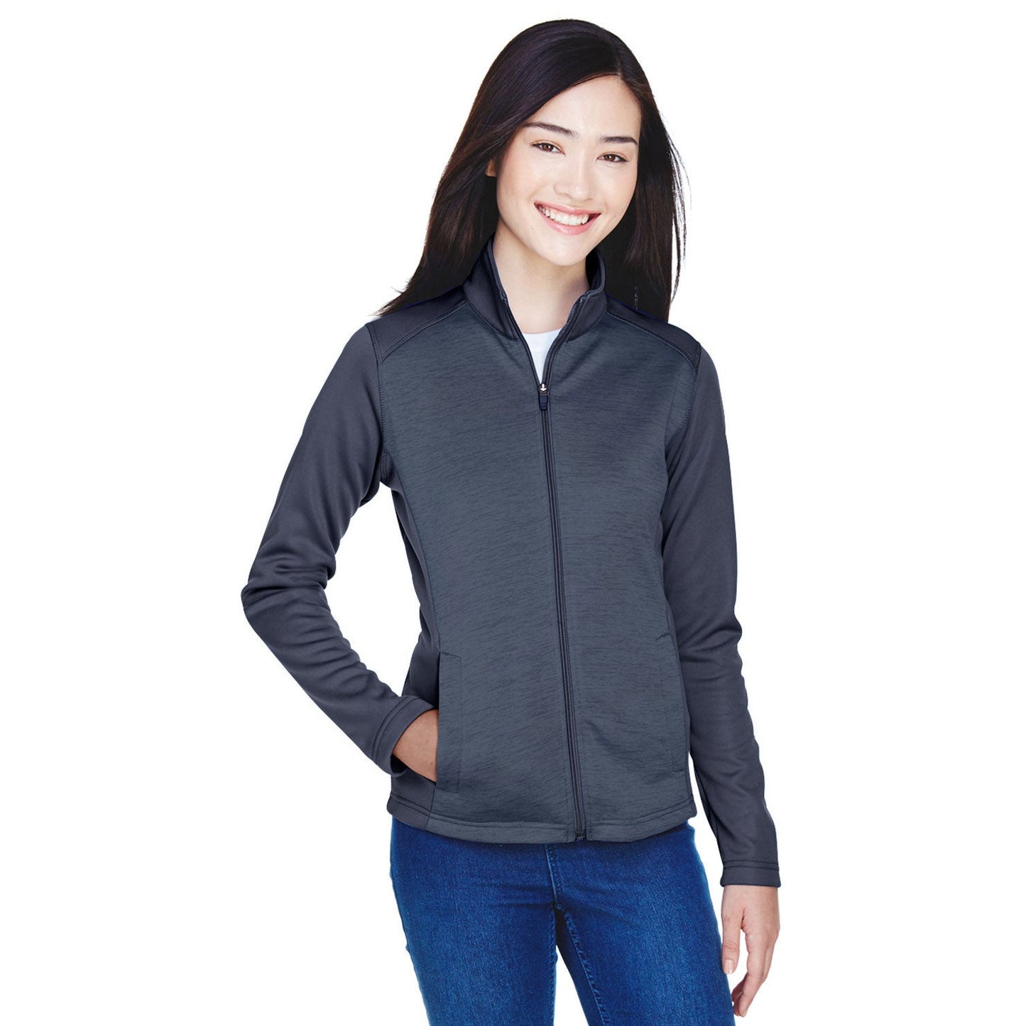 Black Heather Sweatshirt - Devon & Jones - Full Zip Fleece