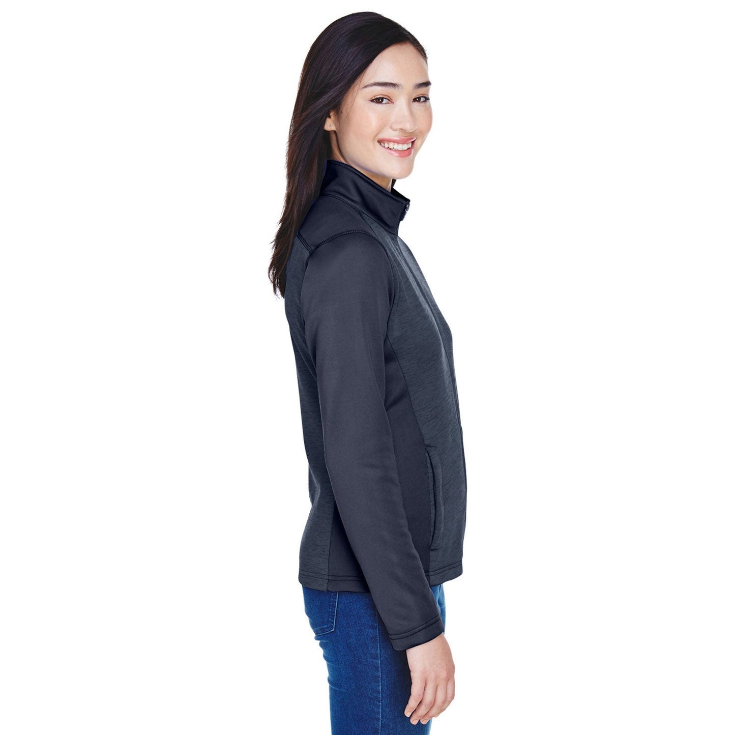 Black Heather Sweatshirt - Devon & Jones - Full Zip Fleece
