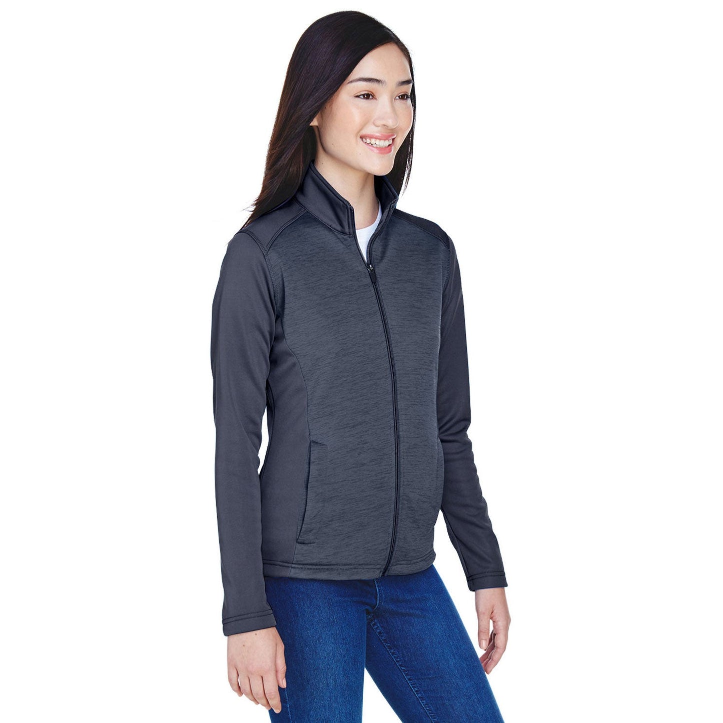 Black Heather Sweatshirt - Devon & Jones - Full Zip Fleece
