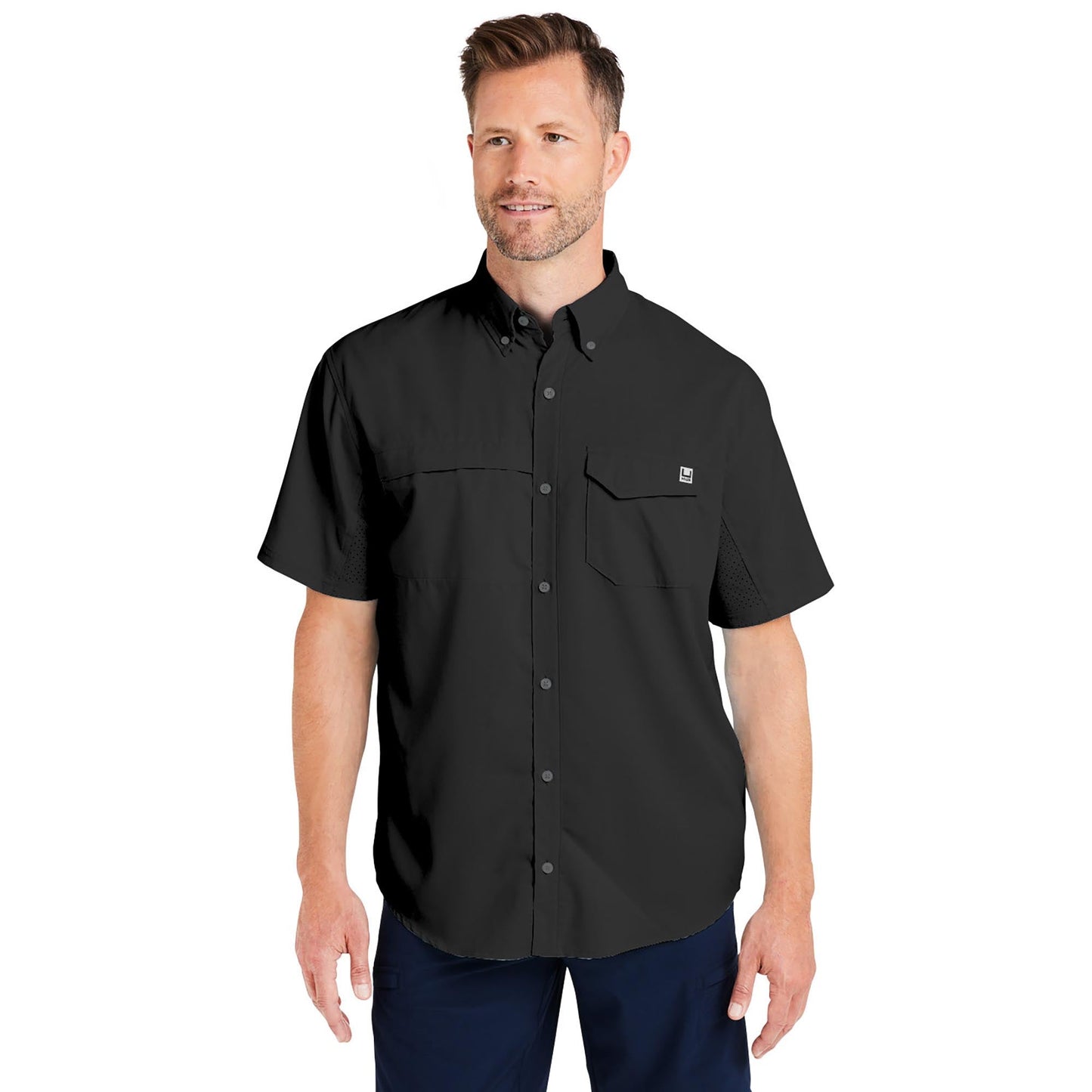 Black Button Up Shirt - Huk - Moisture Wicking