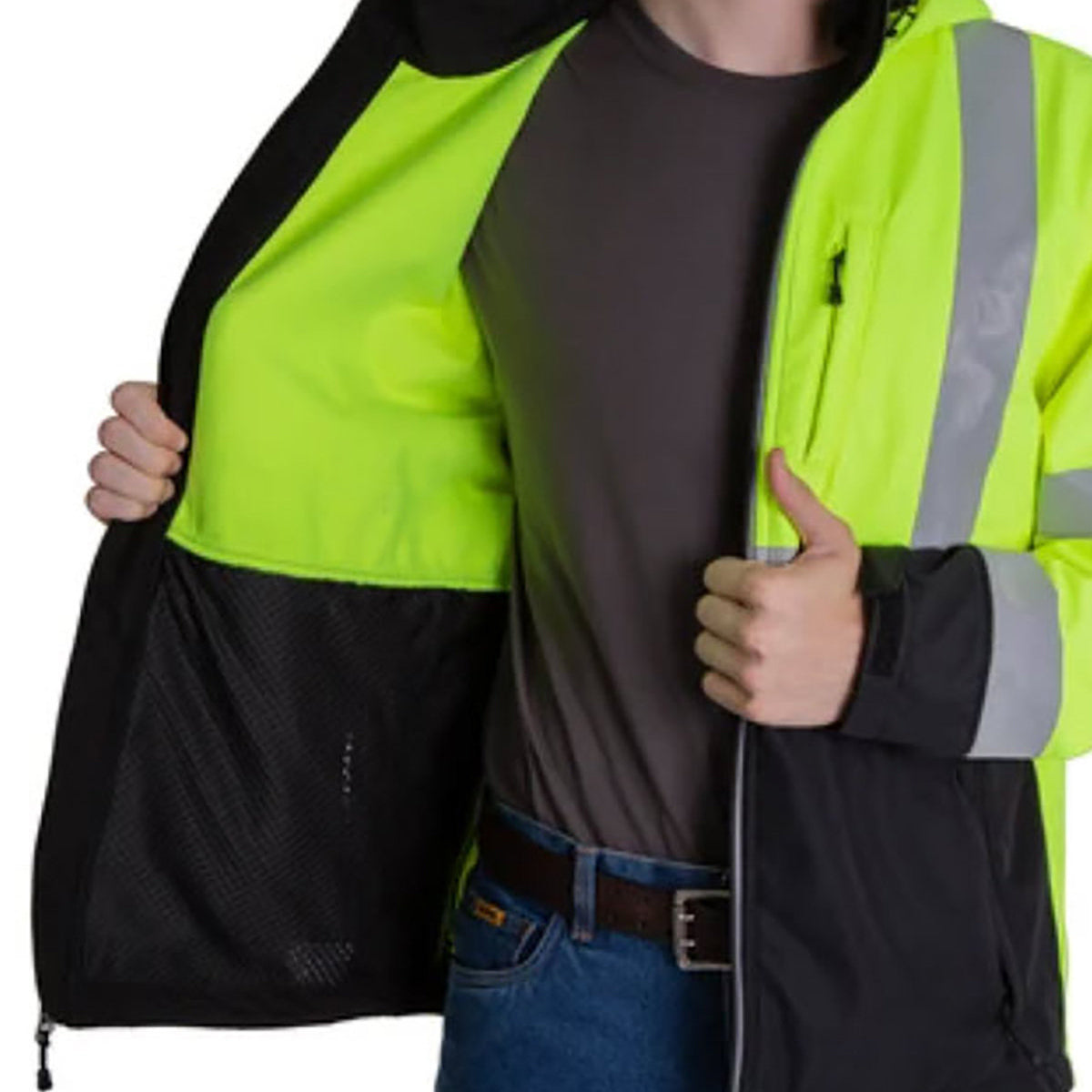 Yellow/Lime Safety Jackets | Berne | Hvj206T Type R Class 3 Tall Softshell