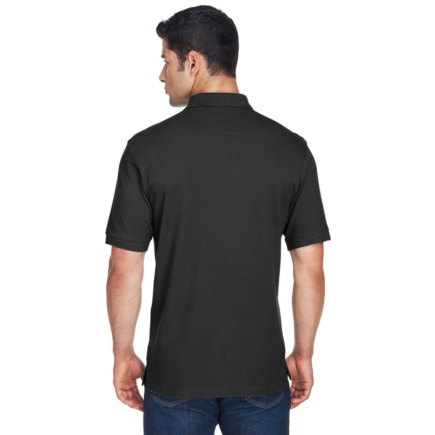 Black Polo Shirt - Harriton - Ringspun Cotton Pique