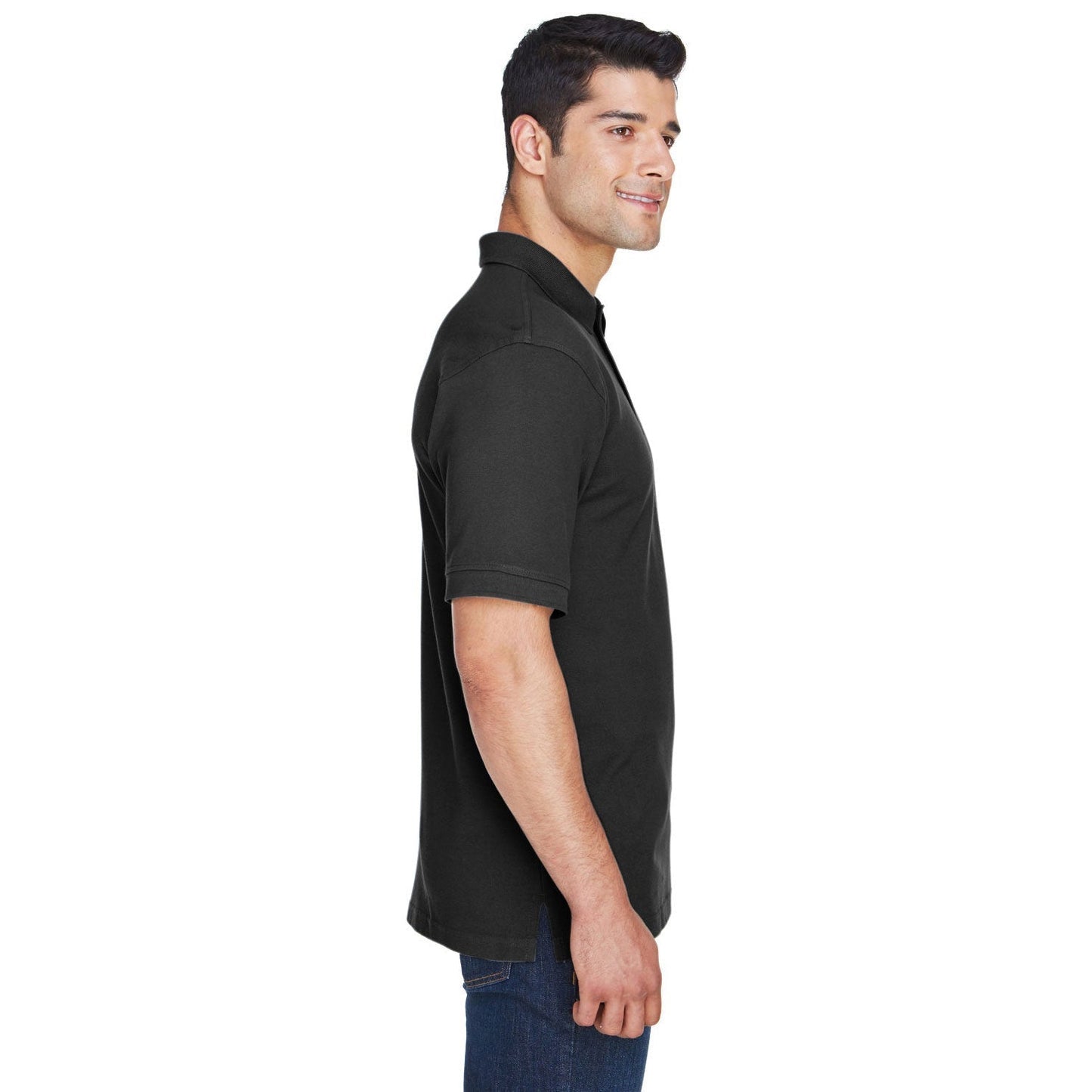 Black Polo Shirt - Harriton - Ringspun Cotton Pique