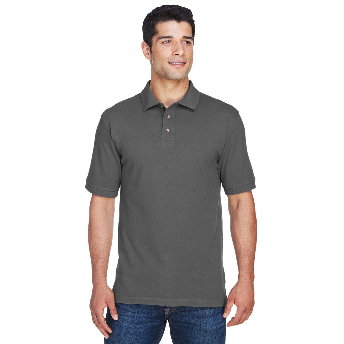 Black Polo Shirt - Harriton - Ringspun Cotton Pique