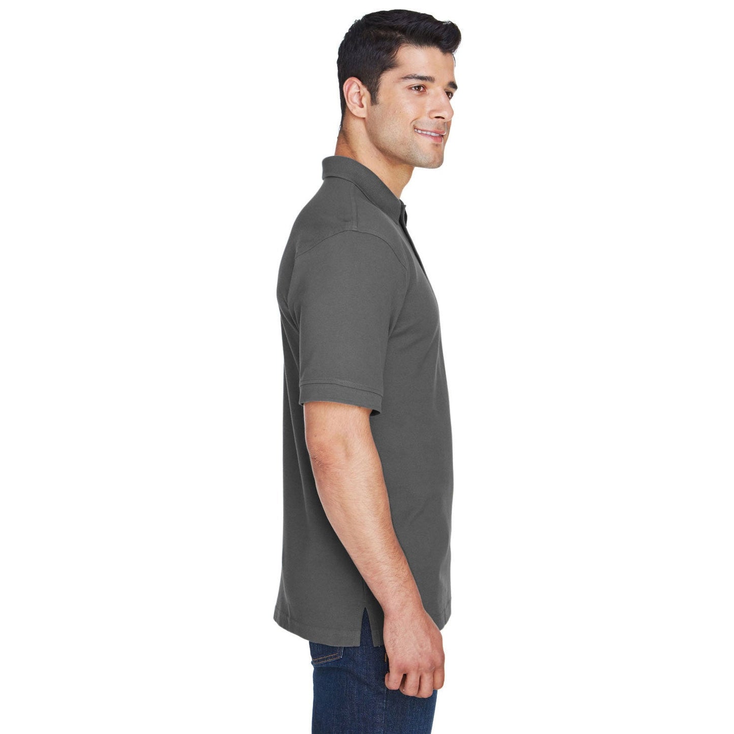 Black Polo Shirt - Harriton - Ringspun Cotton Pique