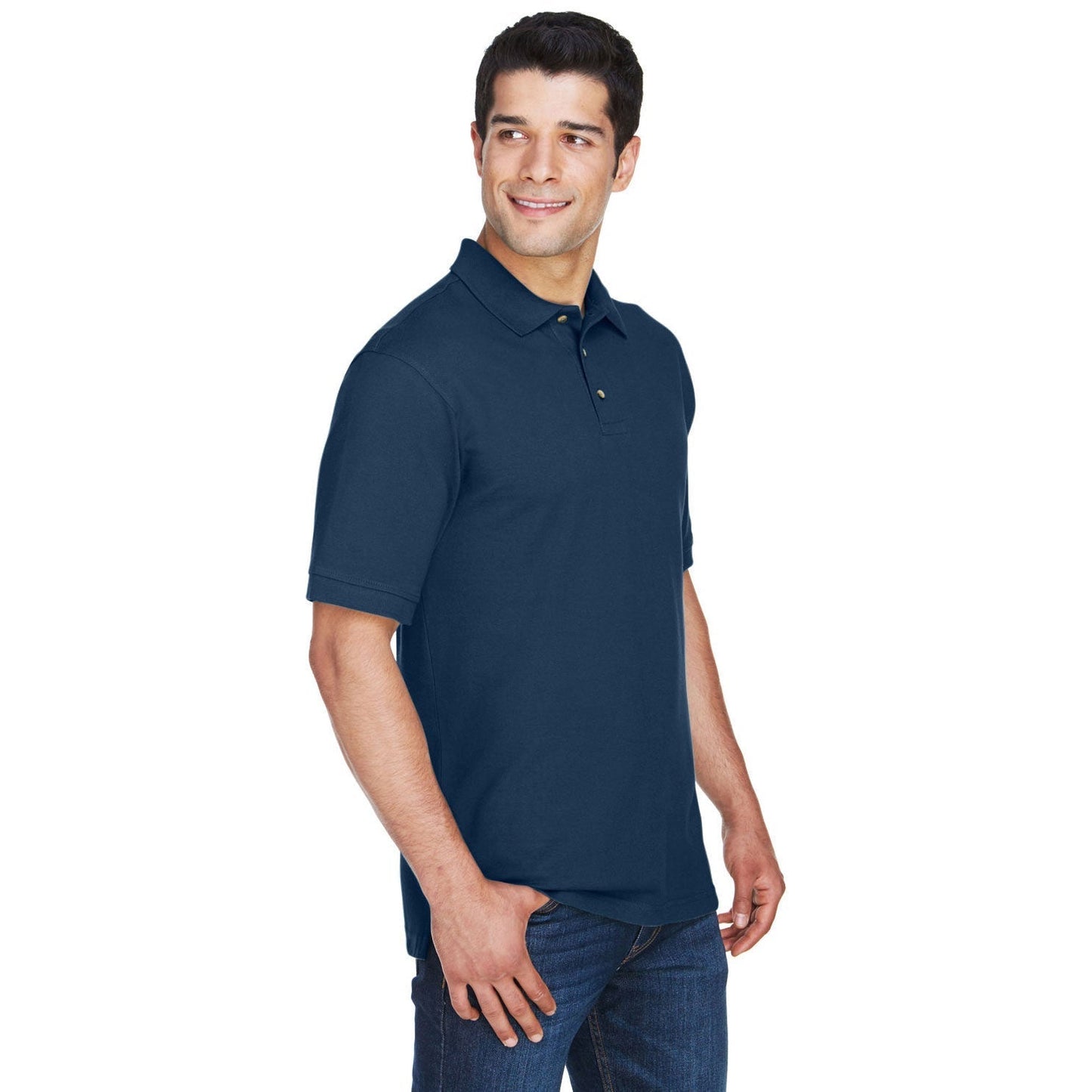 Black Polo Shirt - Harriton - Ringspun Cotton Pique