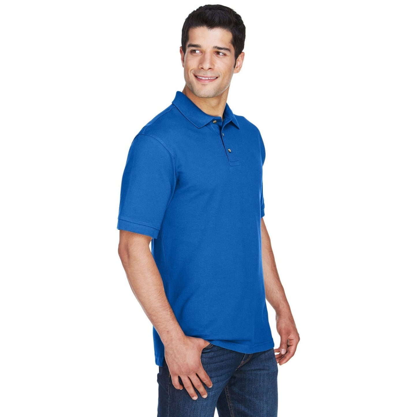 Black Polo Shirt - Harriton - Ringspun Cotton Pique