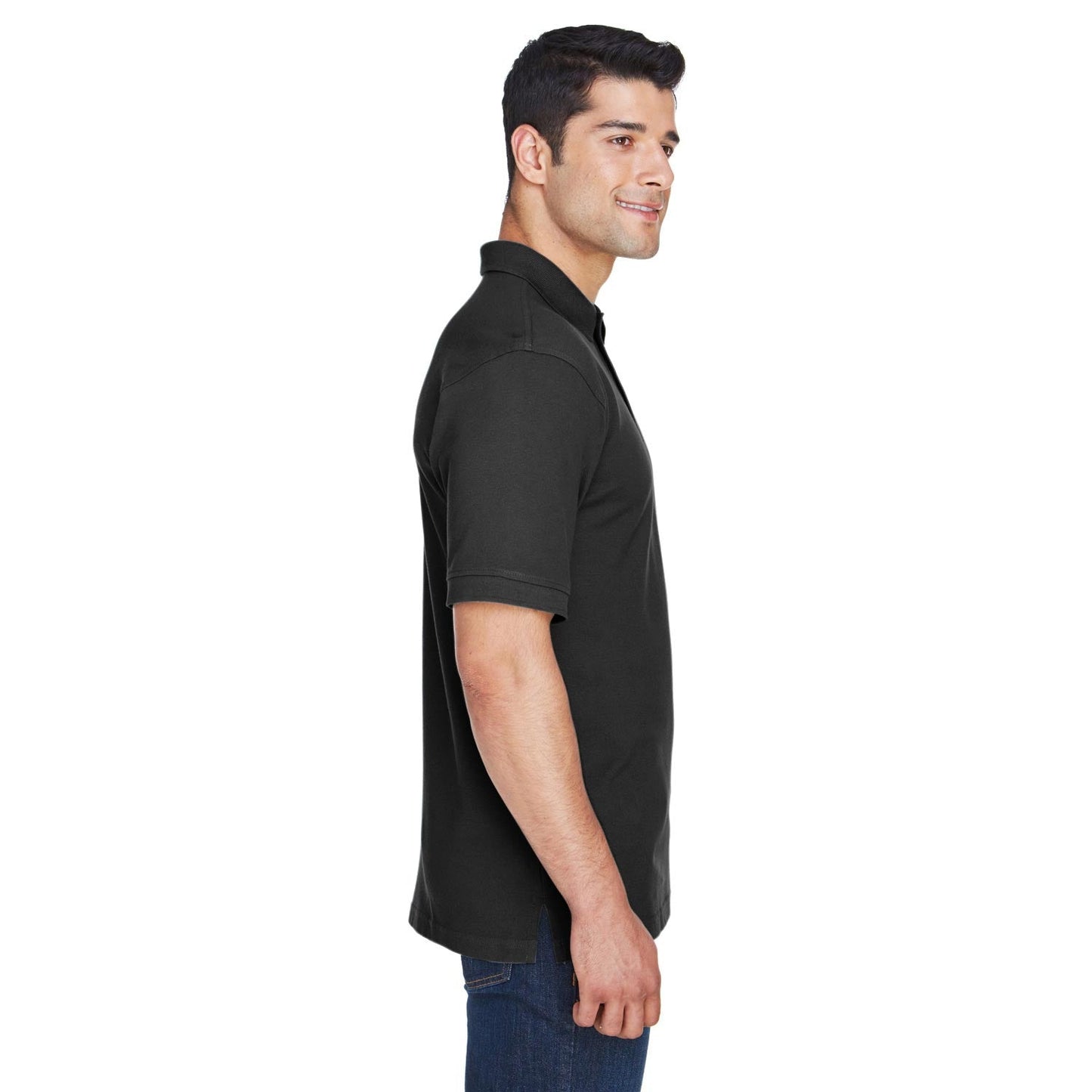 Black Polo Shirt - Harriton - Ringspun Cotton Pique