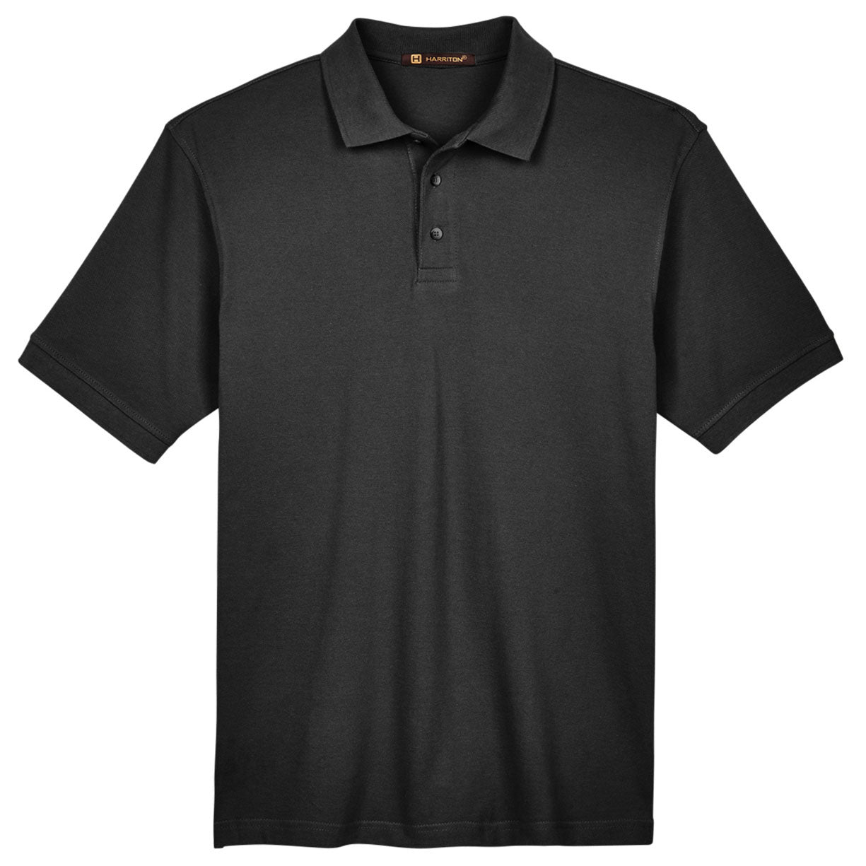 Black Polo Shirt - Harriton - Ringspun Cotton Pique