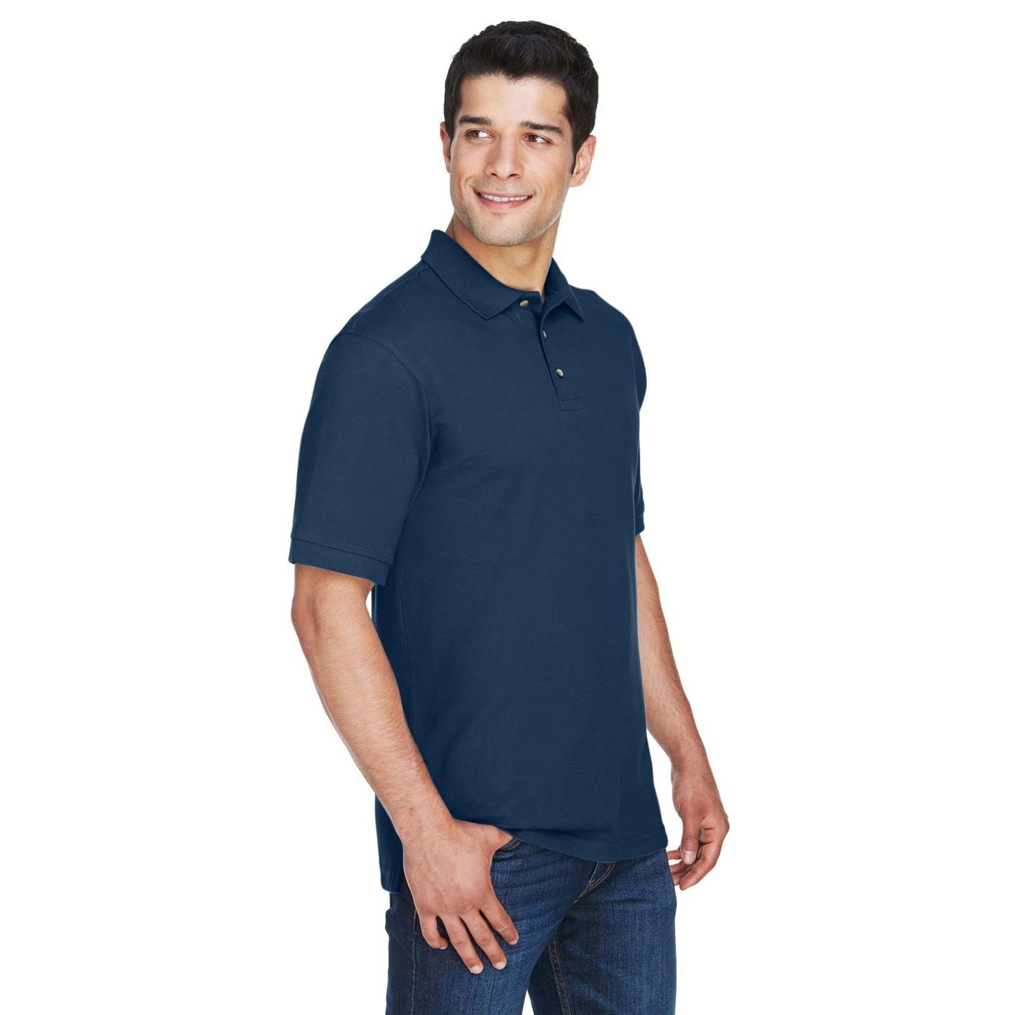 Black Polo Shirt - Harriton - Ringspun Cotton Pique