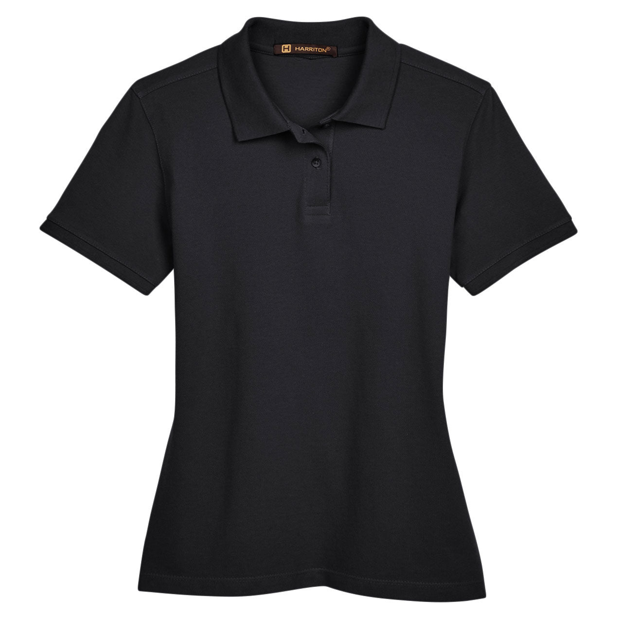 Black Polo Shirts - Harriton - Ringspun Cotton Pique