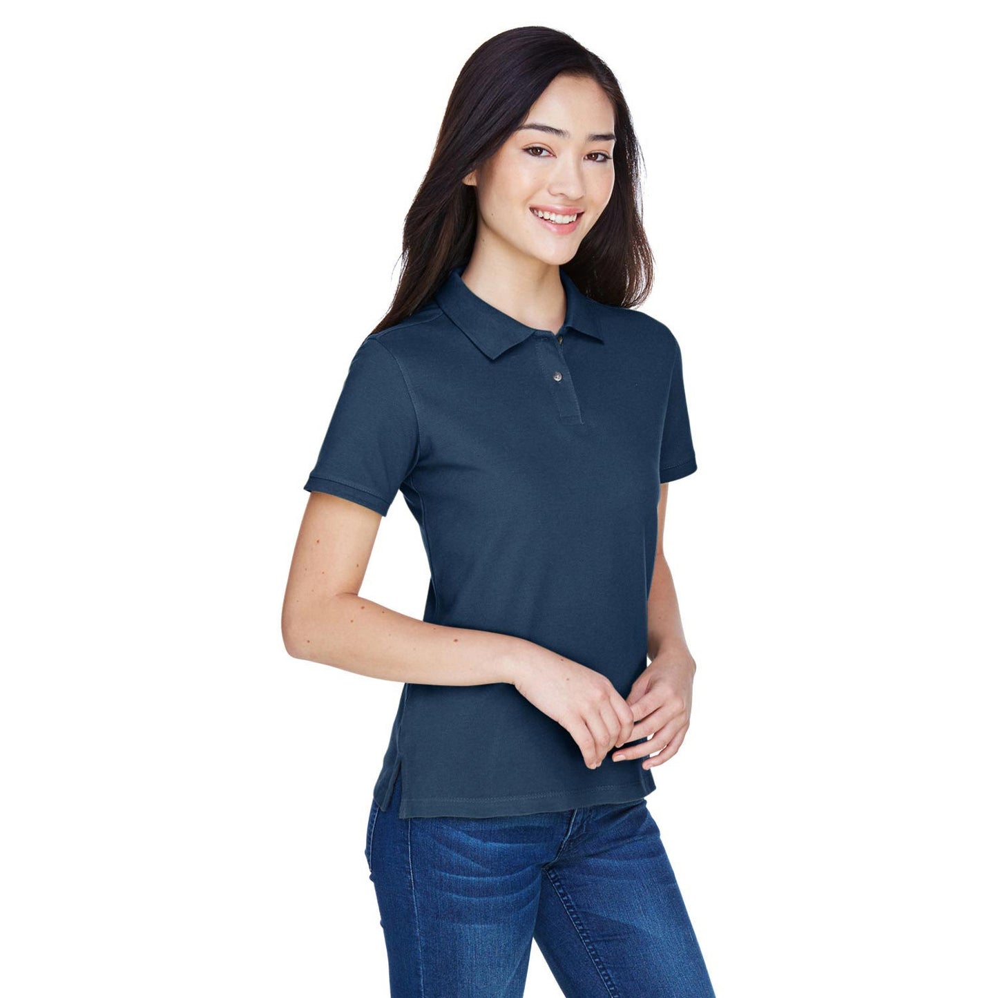 Black Polo Shirts - Harriton - Ringspun Cotton Pique