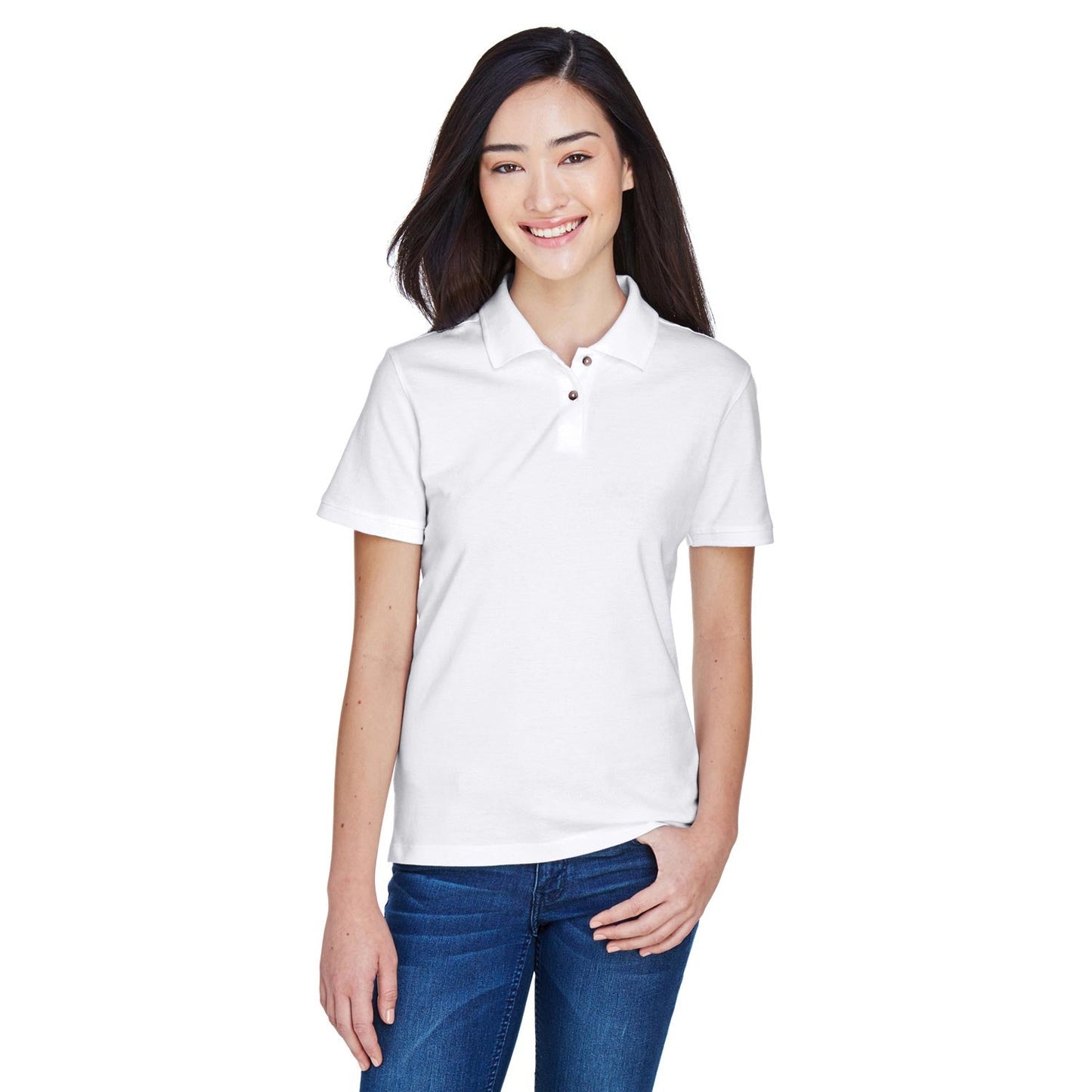 Black Polo Shirts - Harriton - Ringspun Cotton Pique