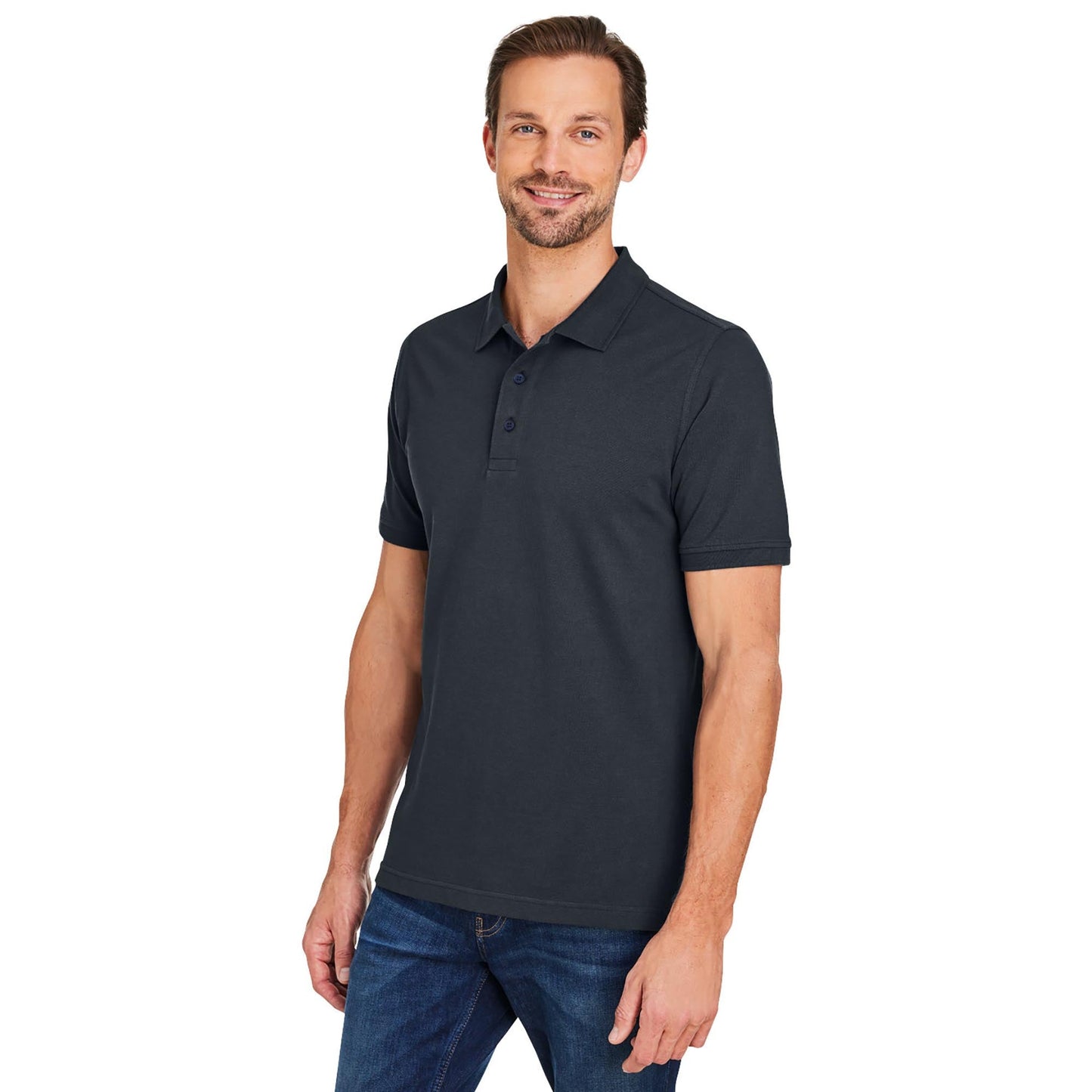 Black Polo Shirts - Harriton - Cotton Snag Protection
