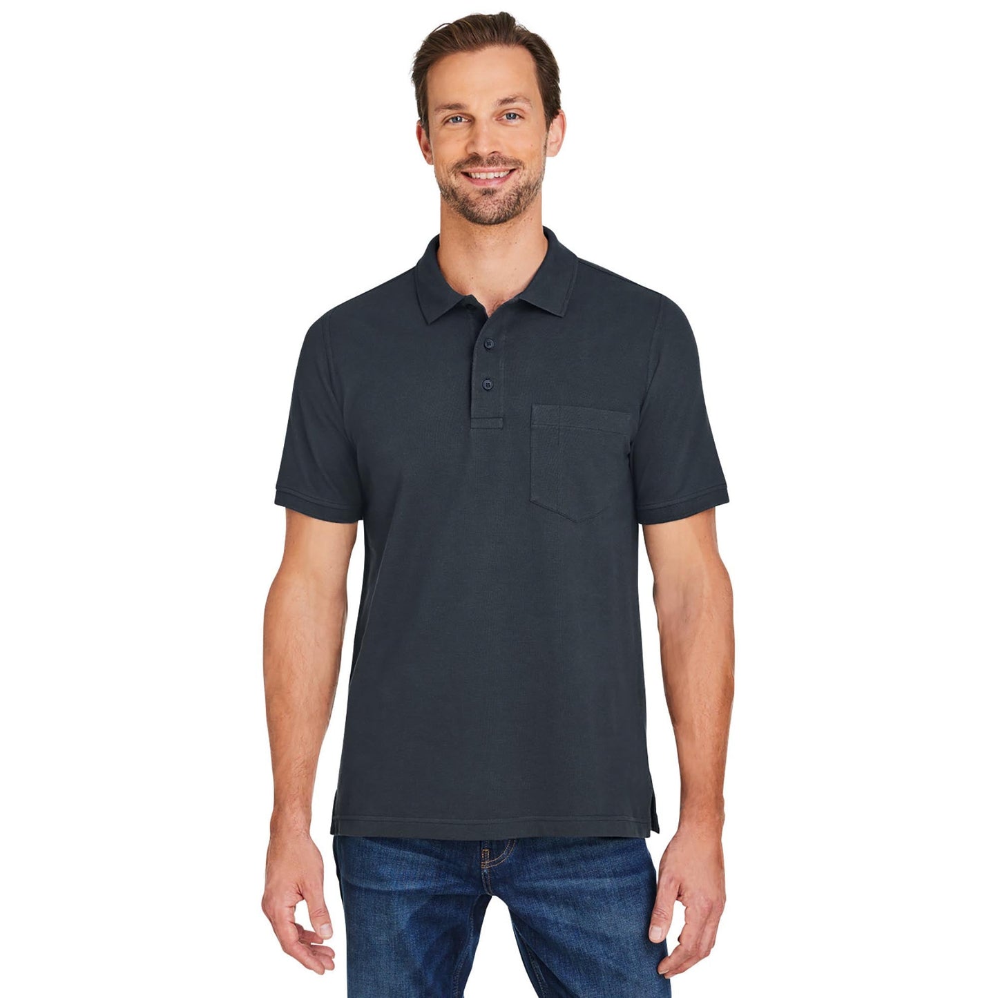 Black Polo Shirts - Harriton - Cotton Snag Protection