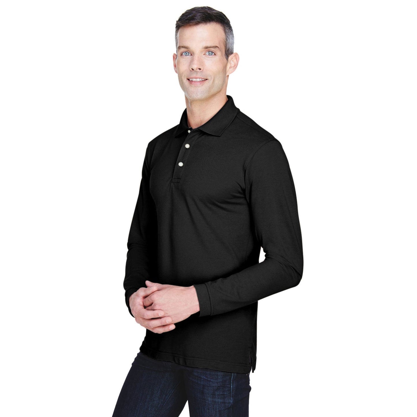 Black Polo Shirt - Harriton - Easy Blend Comfort