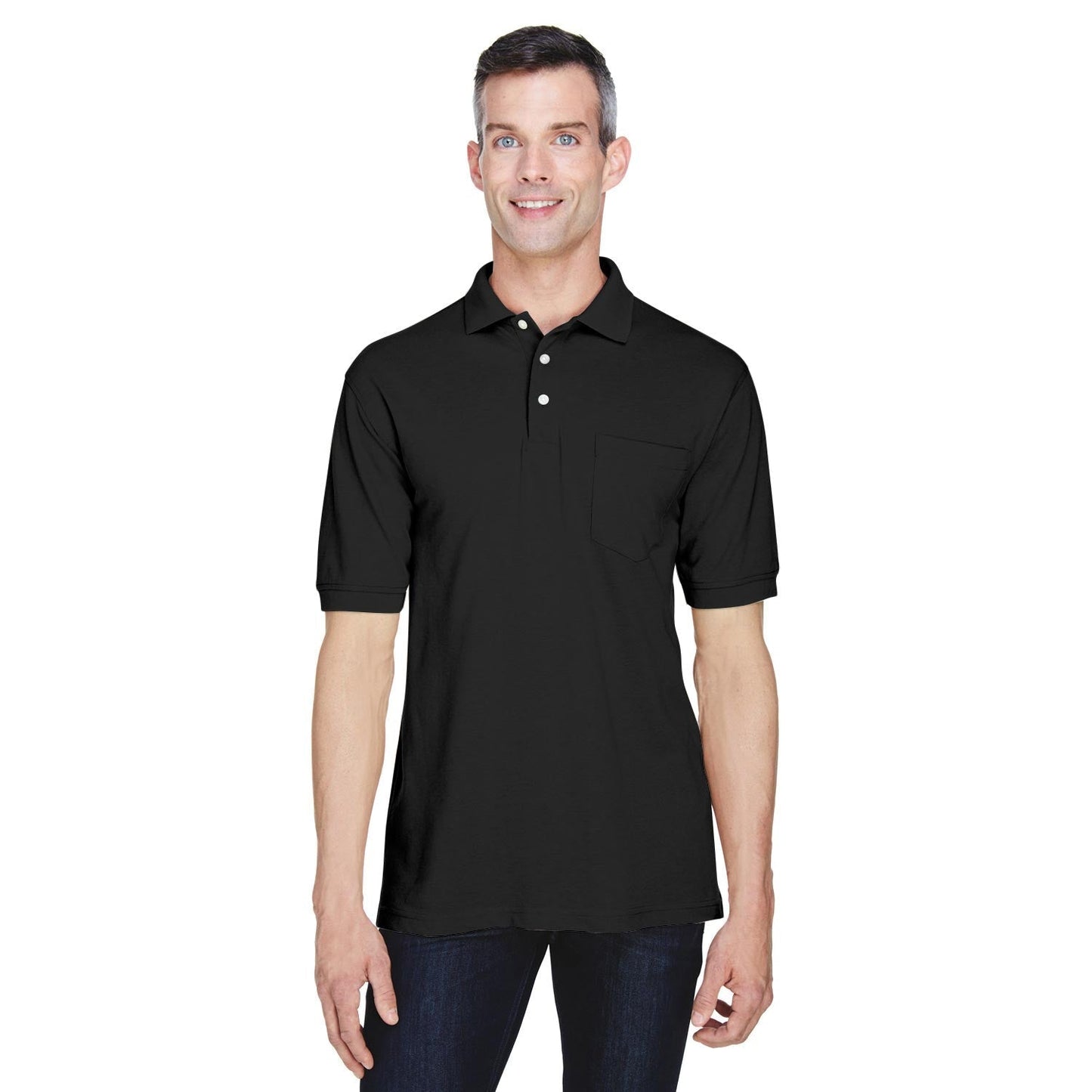Black Polo Shirt - Harriton - Easy Blend Fabric