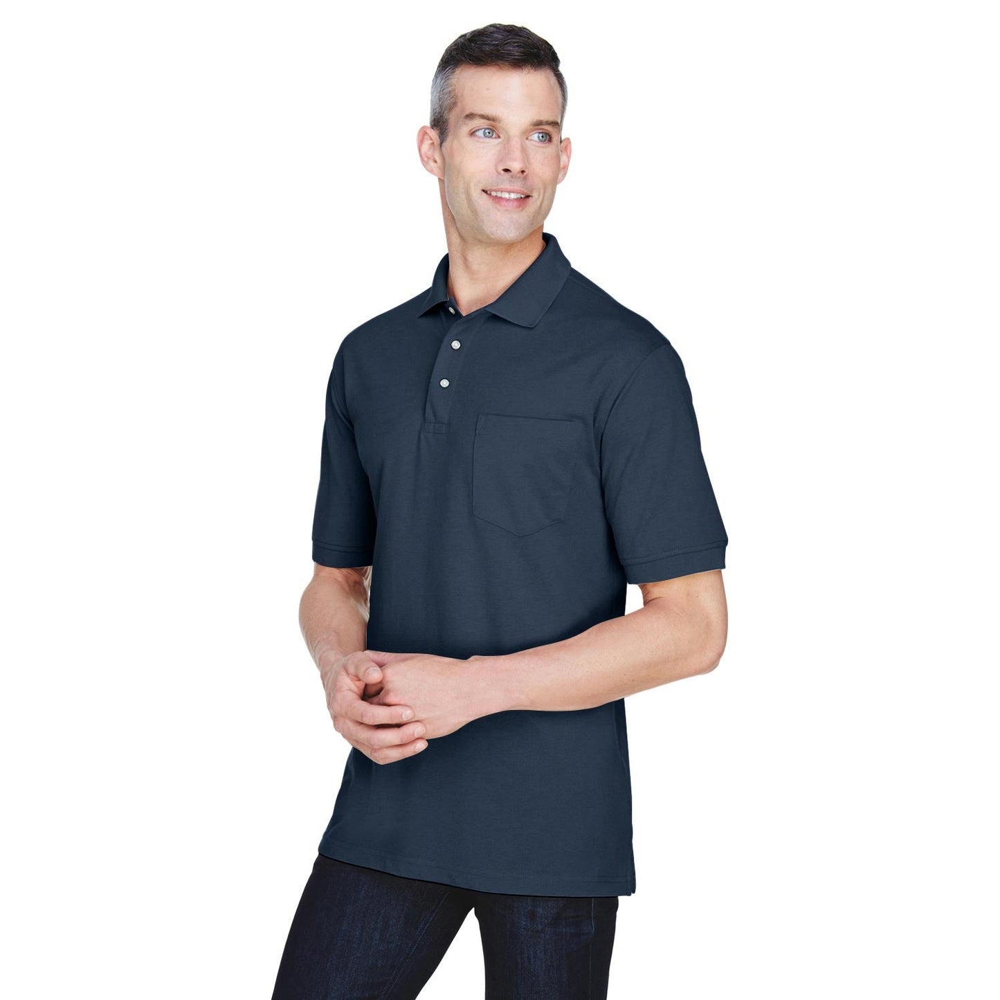 Black Polo Shirt - Harriton - Easy Blend Fabric