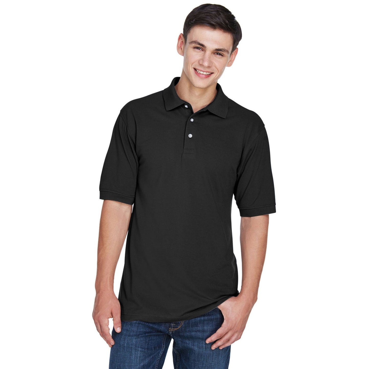 Black Polo Shirt - Harriton - Easy Blend Fabric
