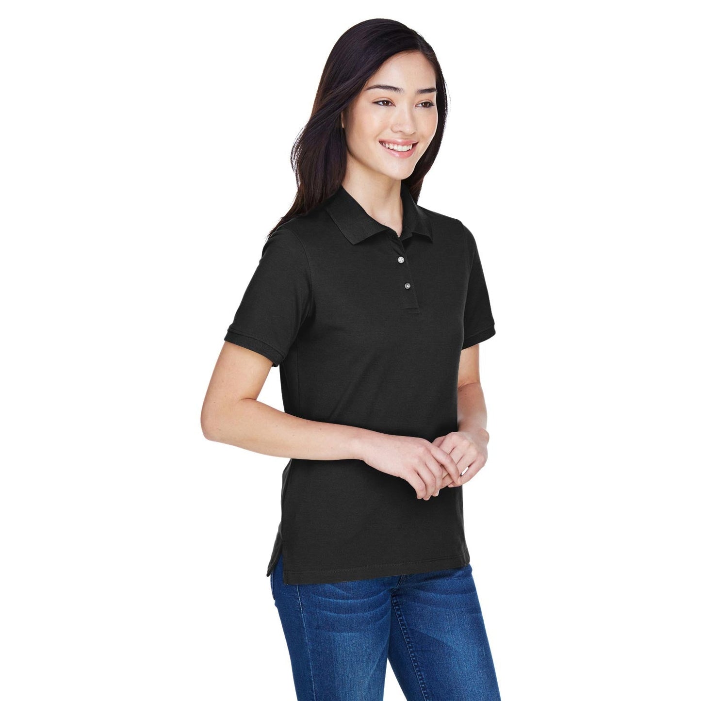 Black Polo Shirts - Harriton - Easy Blend Comfort