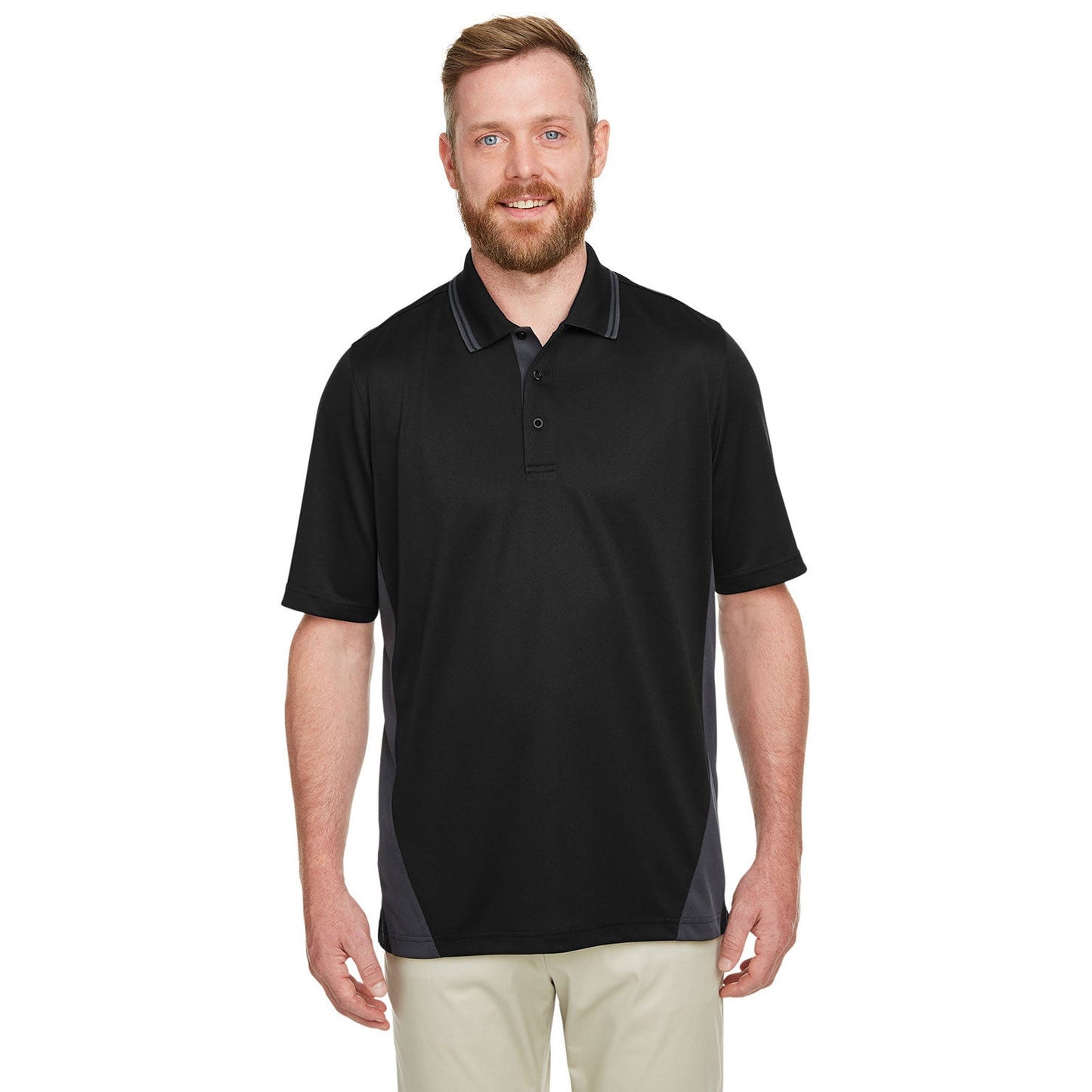 Black/Dark Charcoal Polo Shirt - Harriton - Moisture Wicking