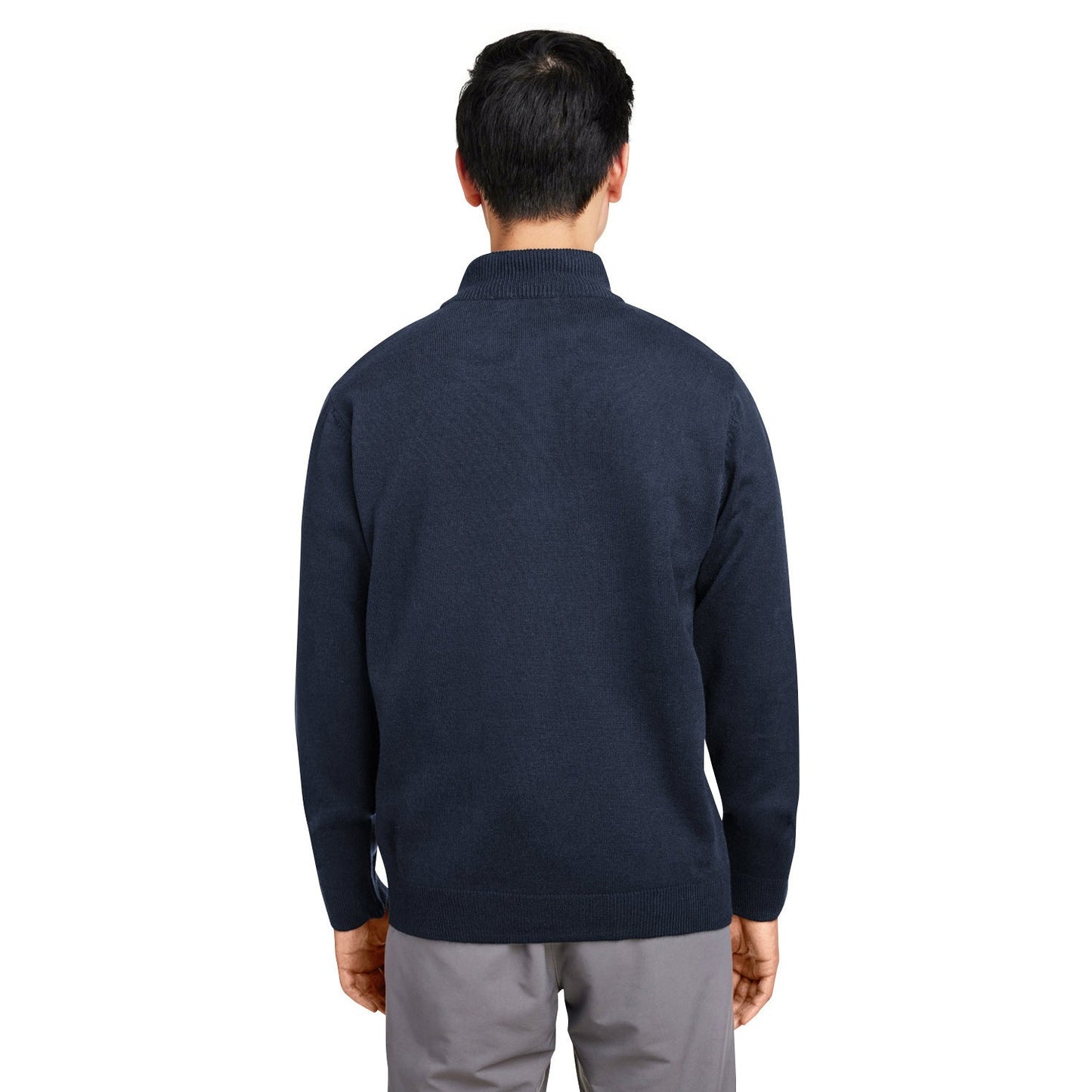 Black Sweaters - Stylish Zip Sweater - Harriton - Acrylic Knit
