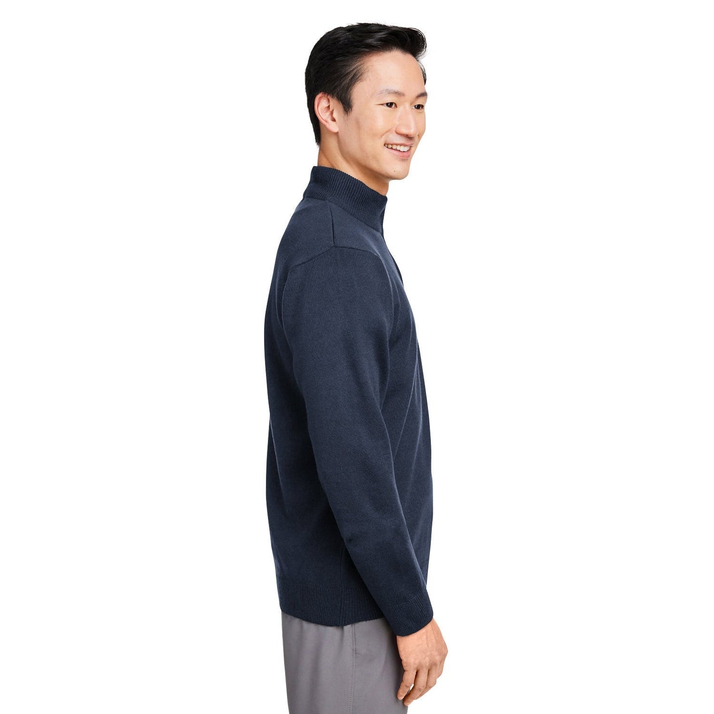 Black Sweaters - Stylish Zip Sweater - Harriton - Acrylic Knit