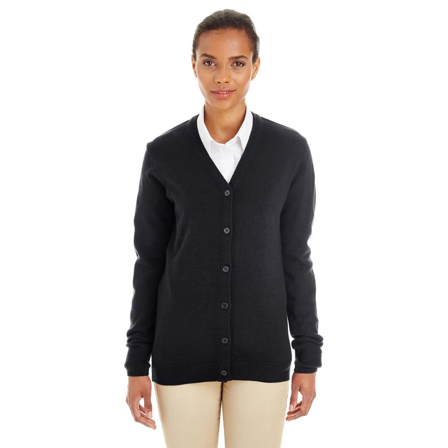 Black Cardigans - Harriton - Comfortable V-Neck Sweater