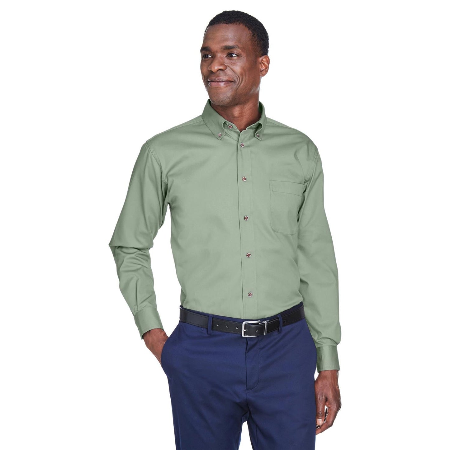 Black Button Up Shirts - Harriton - Easy Blend Twill